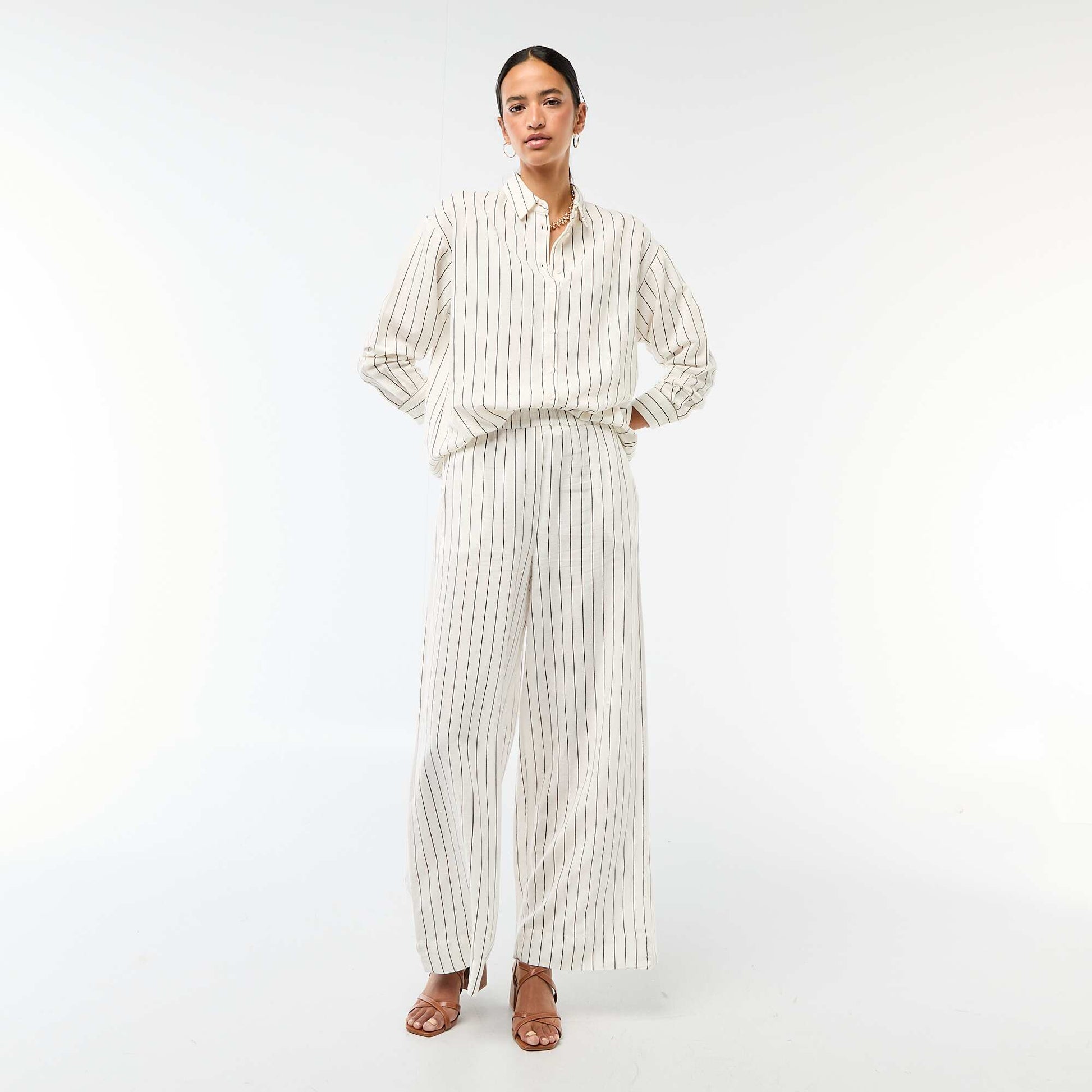 Camisa de lino mezclado BLANCO