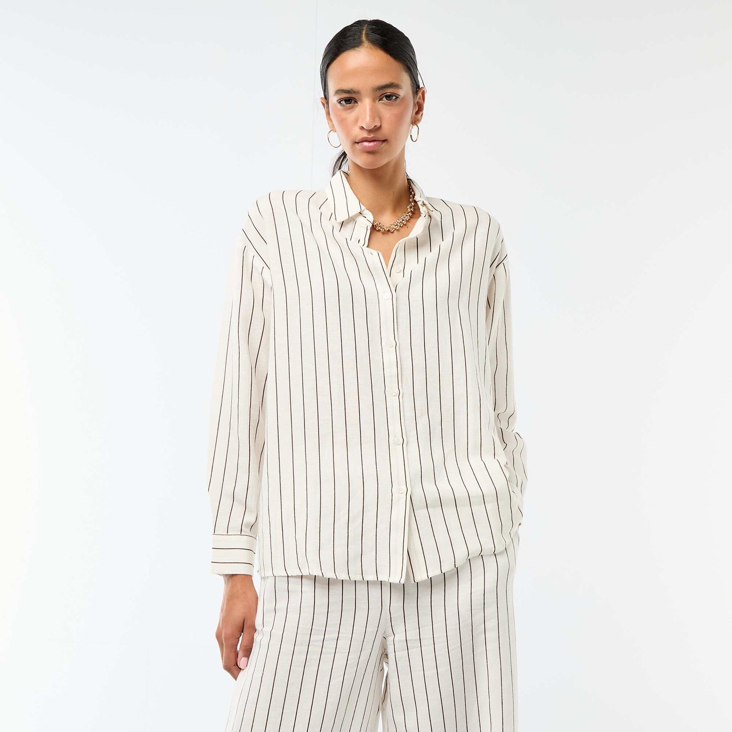Camisa de lino mezclado BLANCO