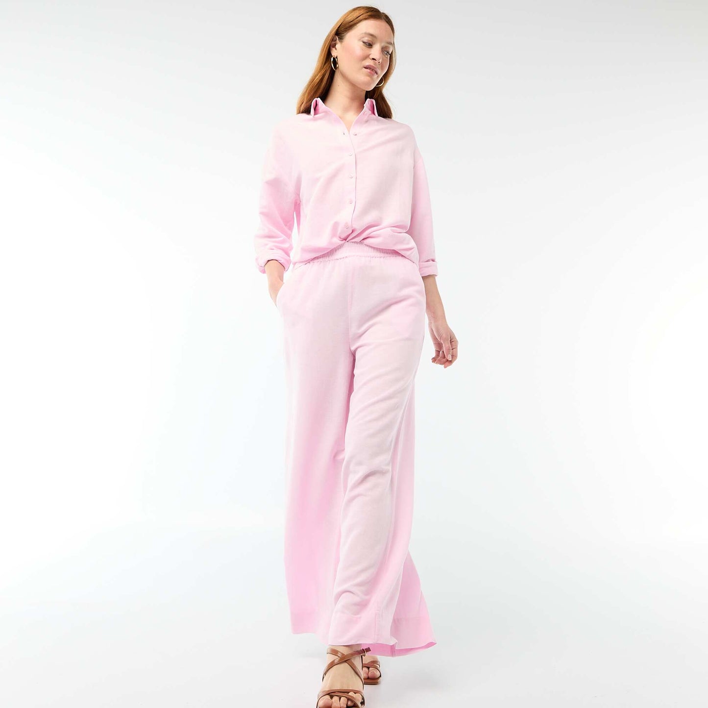 Camisa de lino mezclado ROSA