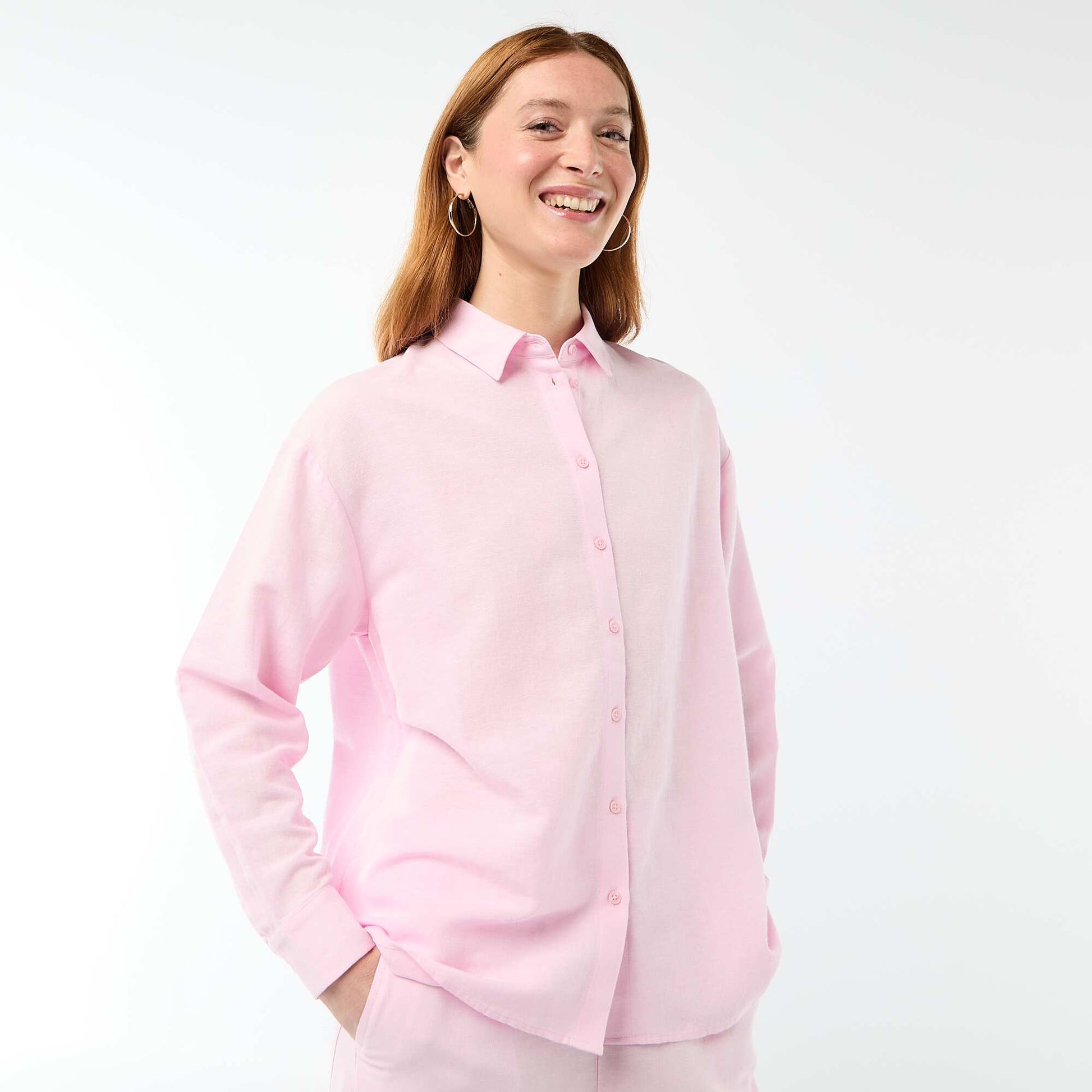 Camisa de lino mezclado ROSA
