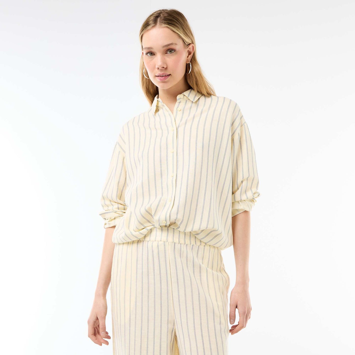 Camisa de lino mezclado AMARILLO