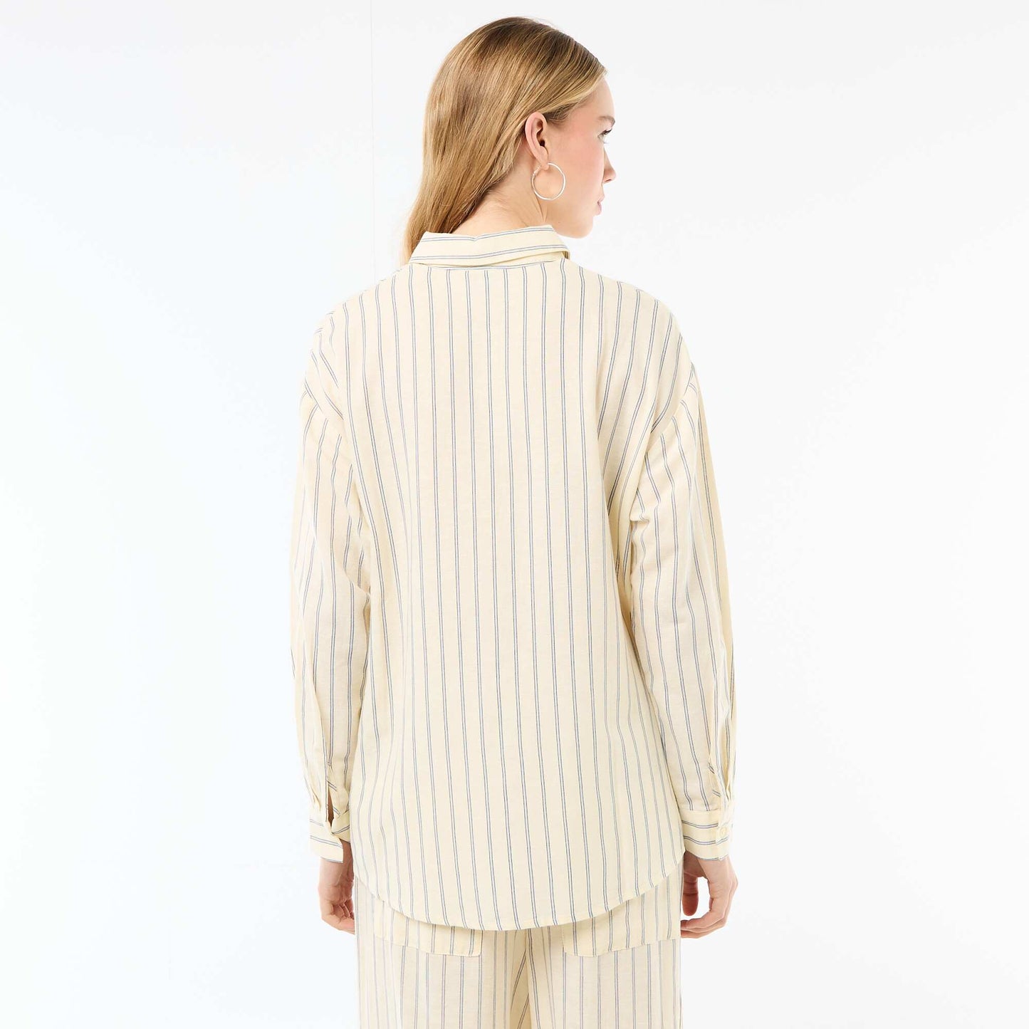 Camisa de lino mezclado AMARILLO