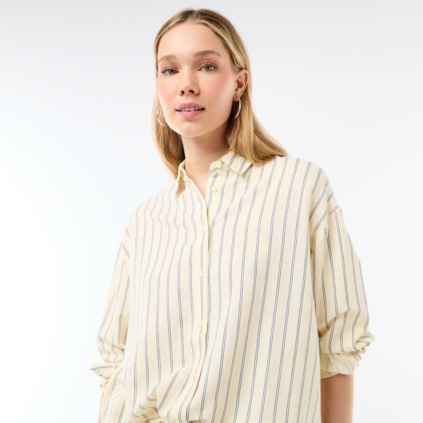 Camisa de lino mezclado AMARILLO