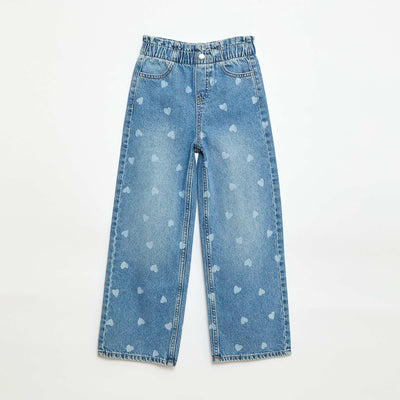Jean wide leg con estampado fantasía AZUL