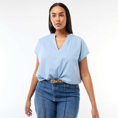 Blusa ligera de manga corta AZUL