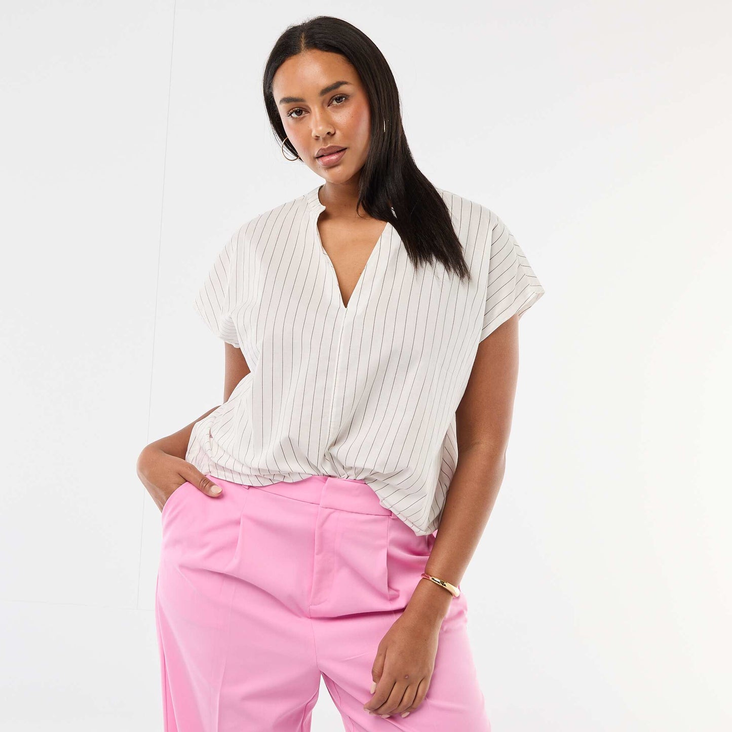 Blusa ligera de manga corta BLANCO