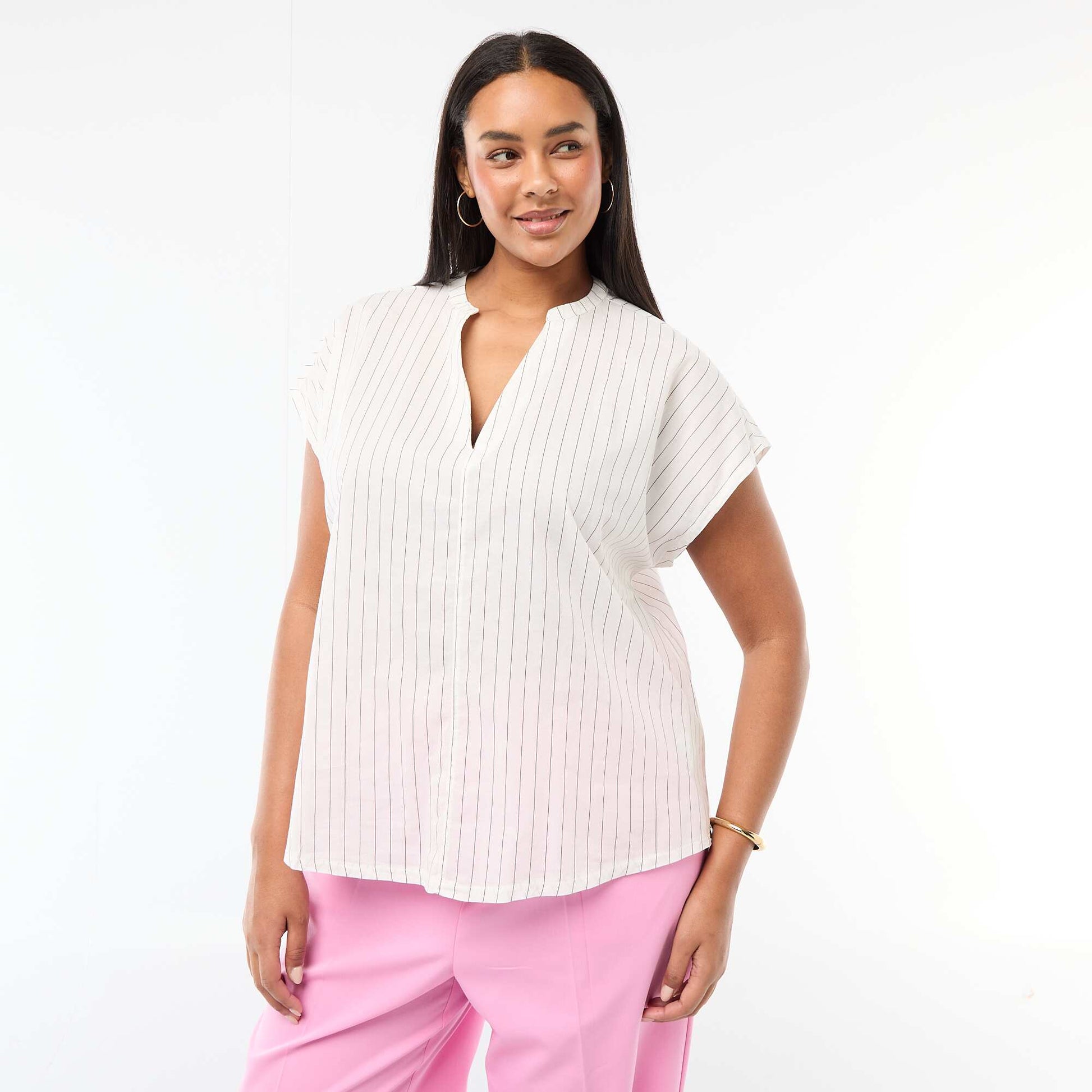 Blusa ligera de manga corta BLANCO