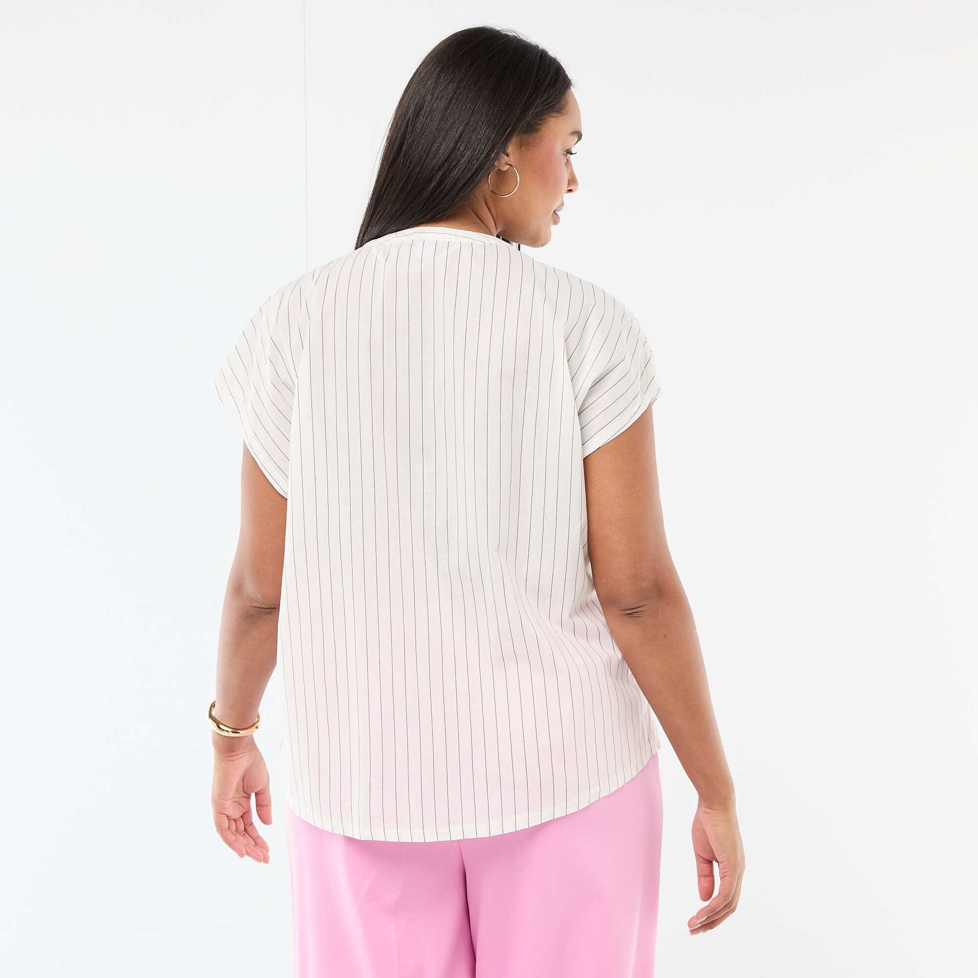 Blusa ligera de manga corta BLANCO