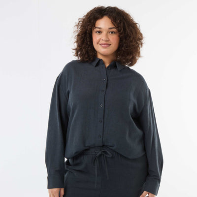 Blusa fluida de manga larga AZUL