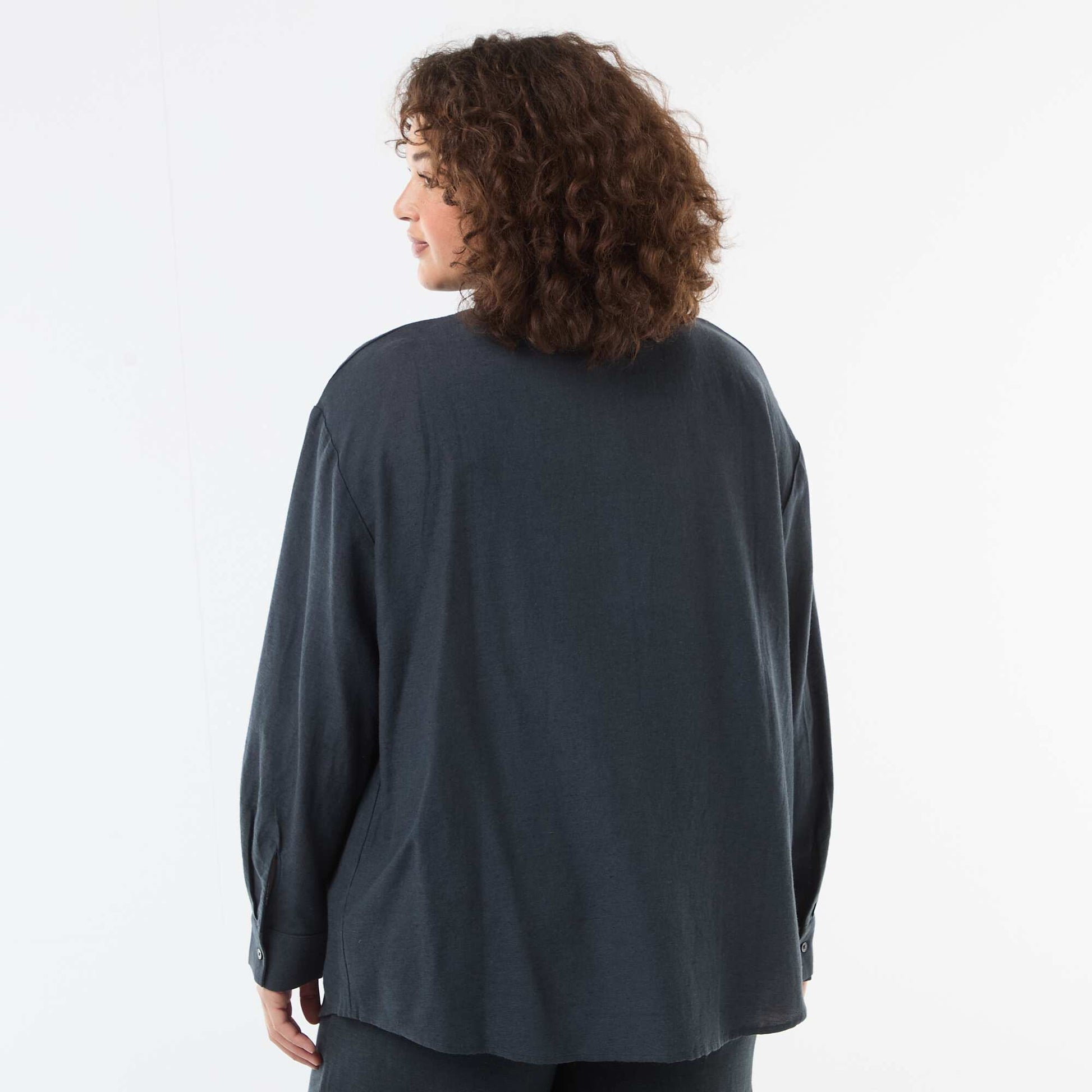 Blusa fluida de manga larga AZUL