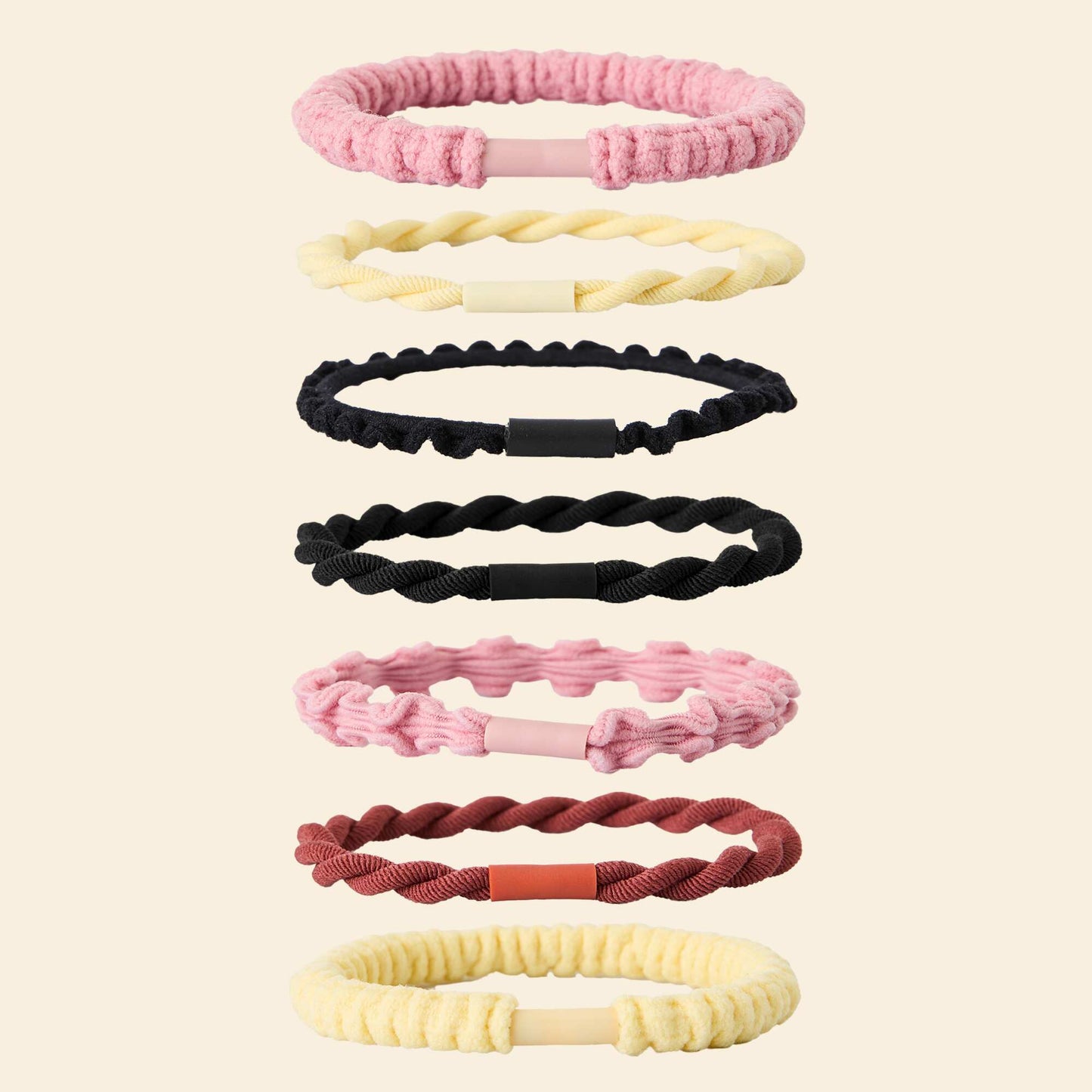 Pack de 7 gomas para el pelo ROSA