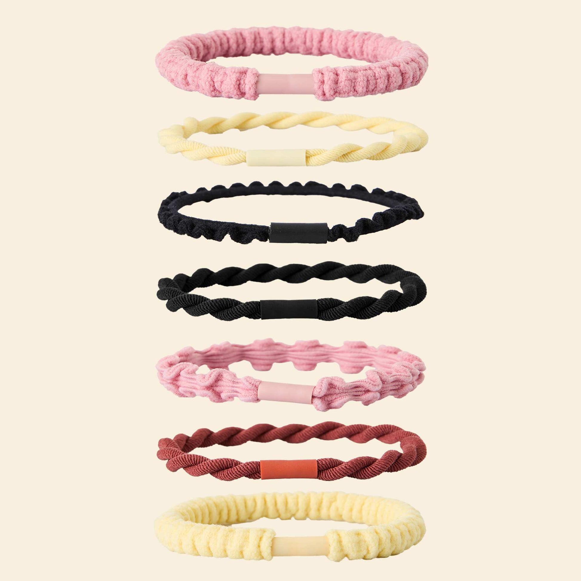 Pack de 7 gomas para el pelo ROSA