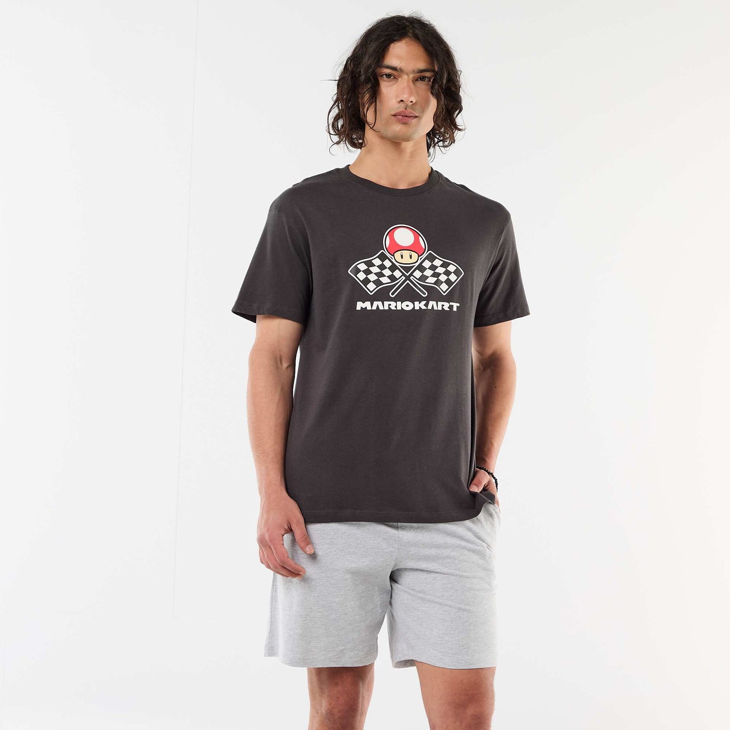 Camiseta de algodón 'Nintendo' 'Mario Kart' 'Toad' GRIS