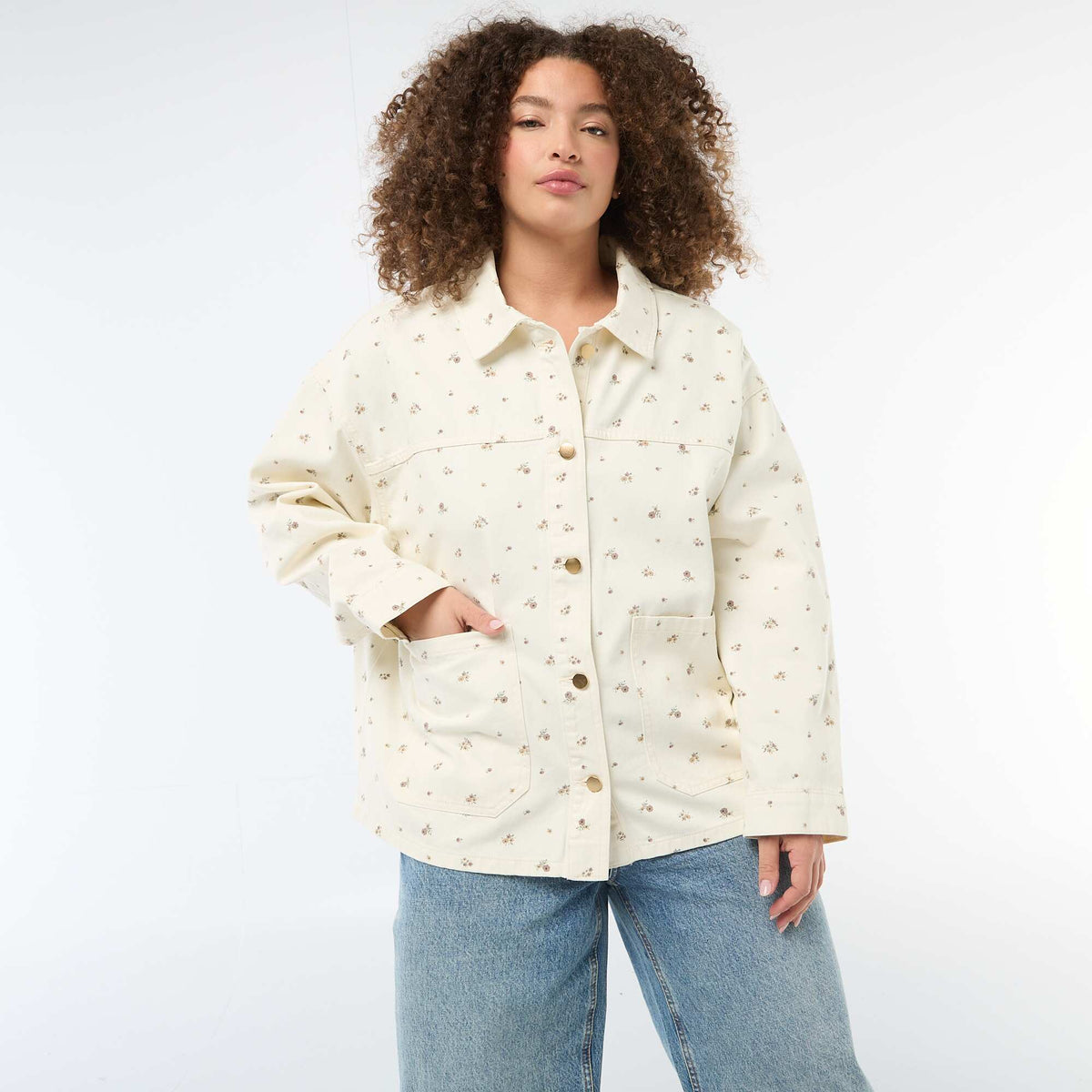 Sobrecamisa de twill con 2 bolsillos de parche BLANCO