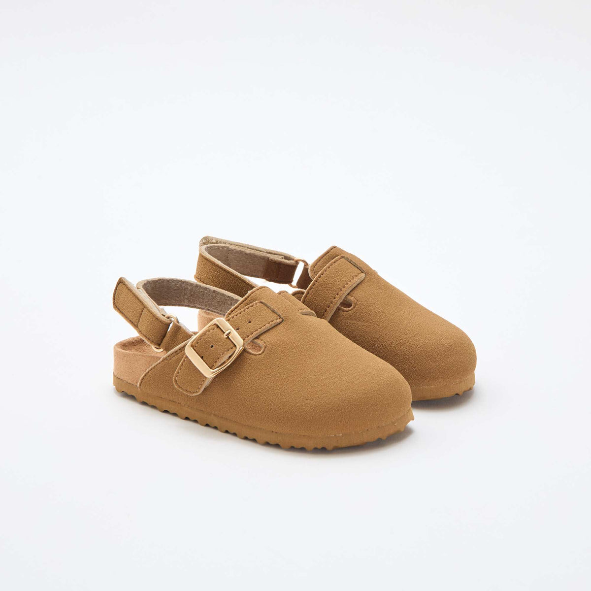 Zuecos de antelina con velcro MARRON