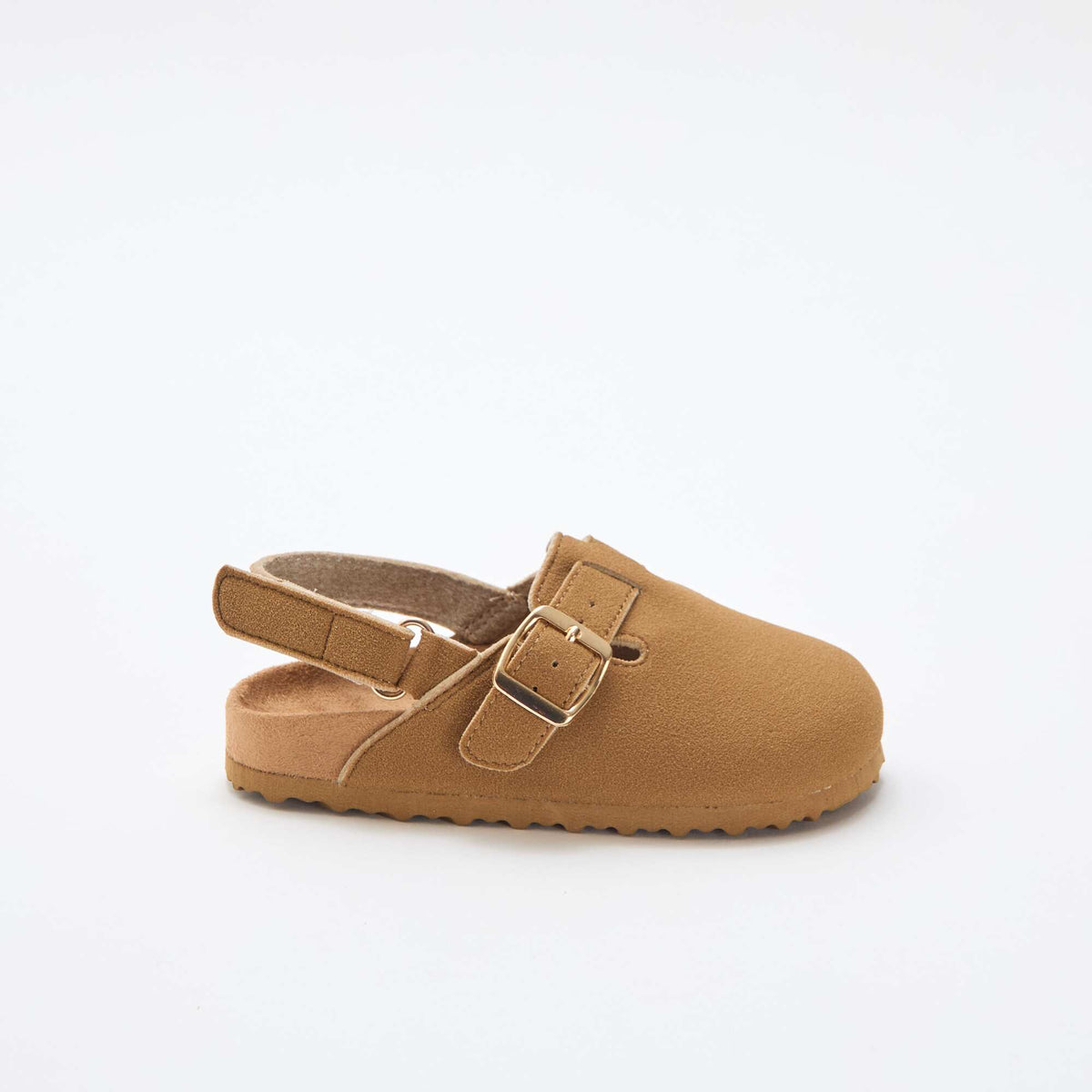 Zuecos de antelina con velcro MARRON