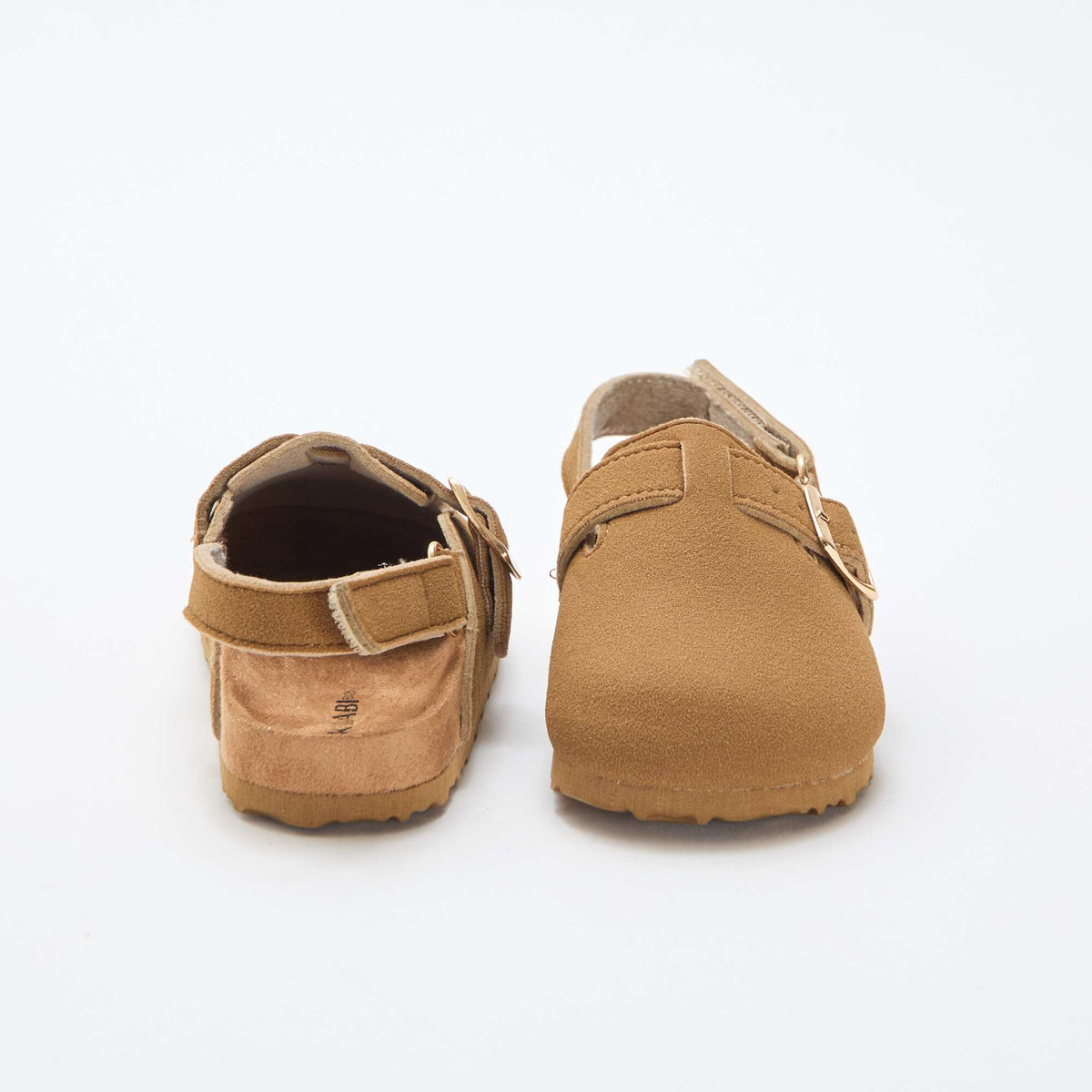 Zuecos de antelina con velcro MARRON