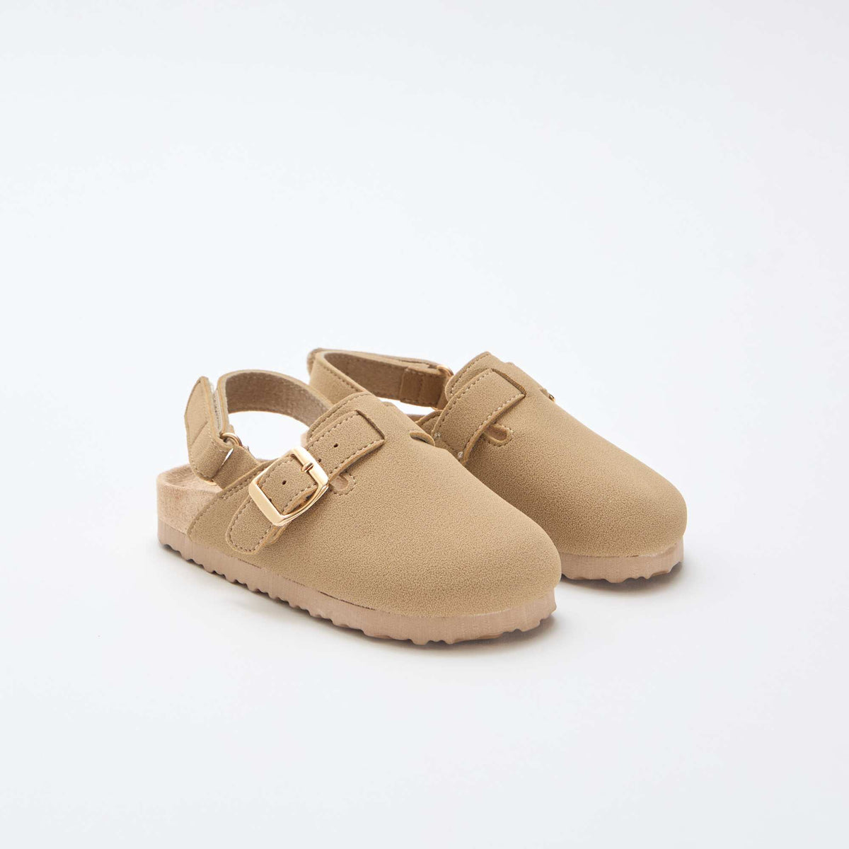 Zuecos de antelina con velcro BEIGE