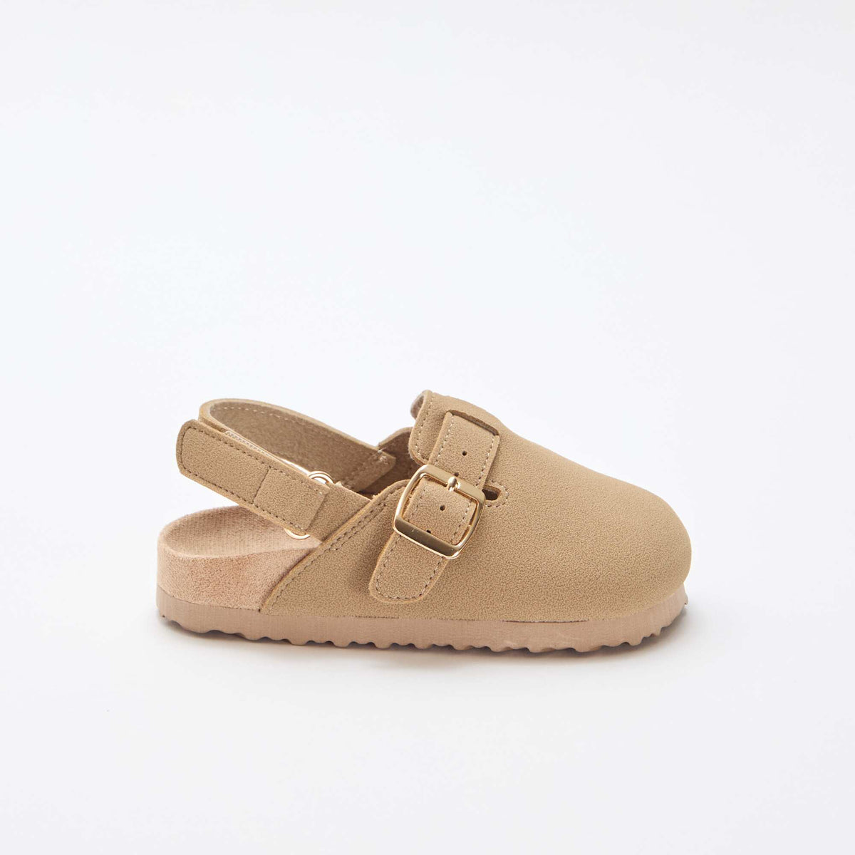 Zuecos de antelina con velcro BEIGE