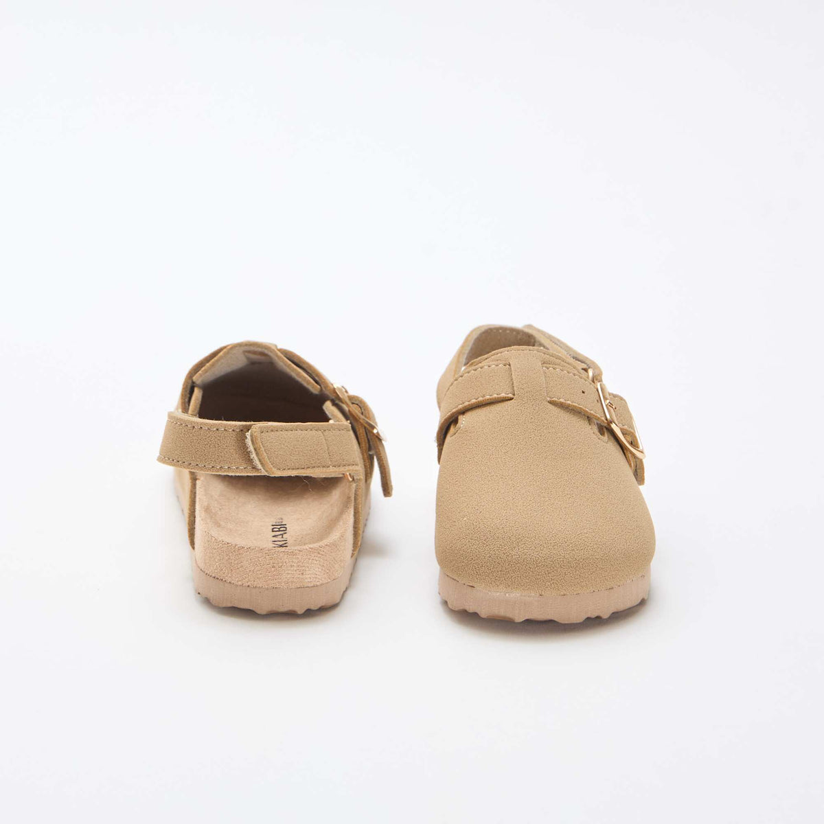 Zuecos de antelina con velcro BEIGE