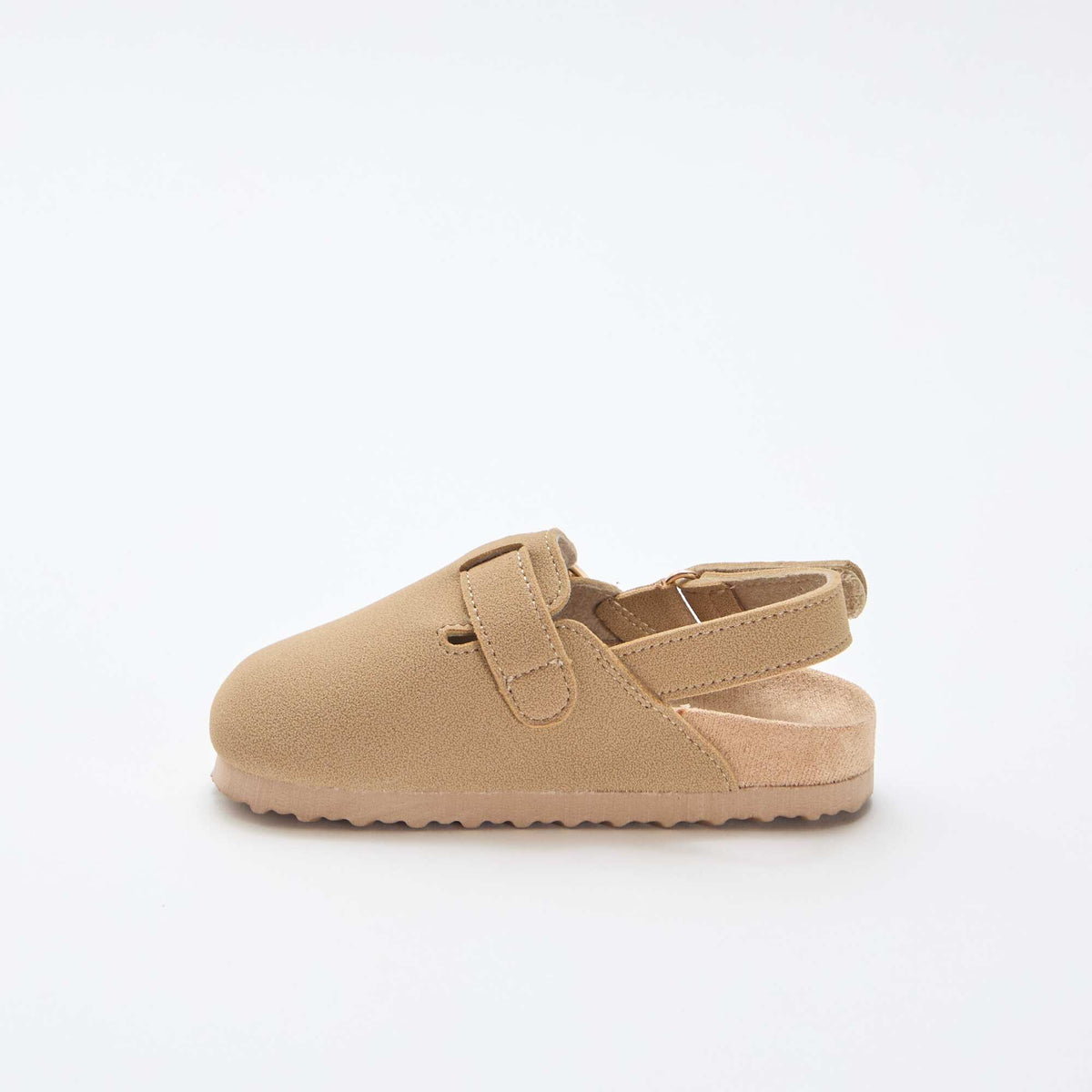 Zuecos de antelina con velcro BEIGE