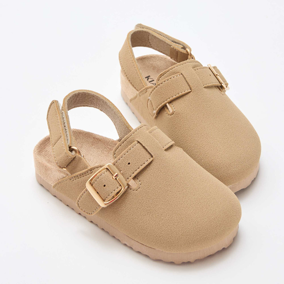 Zuecos de antelina con velcro BEIGE
