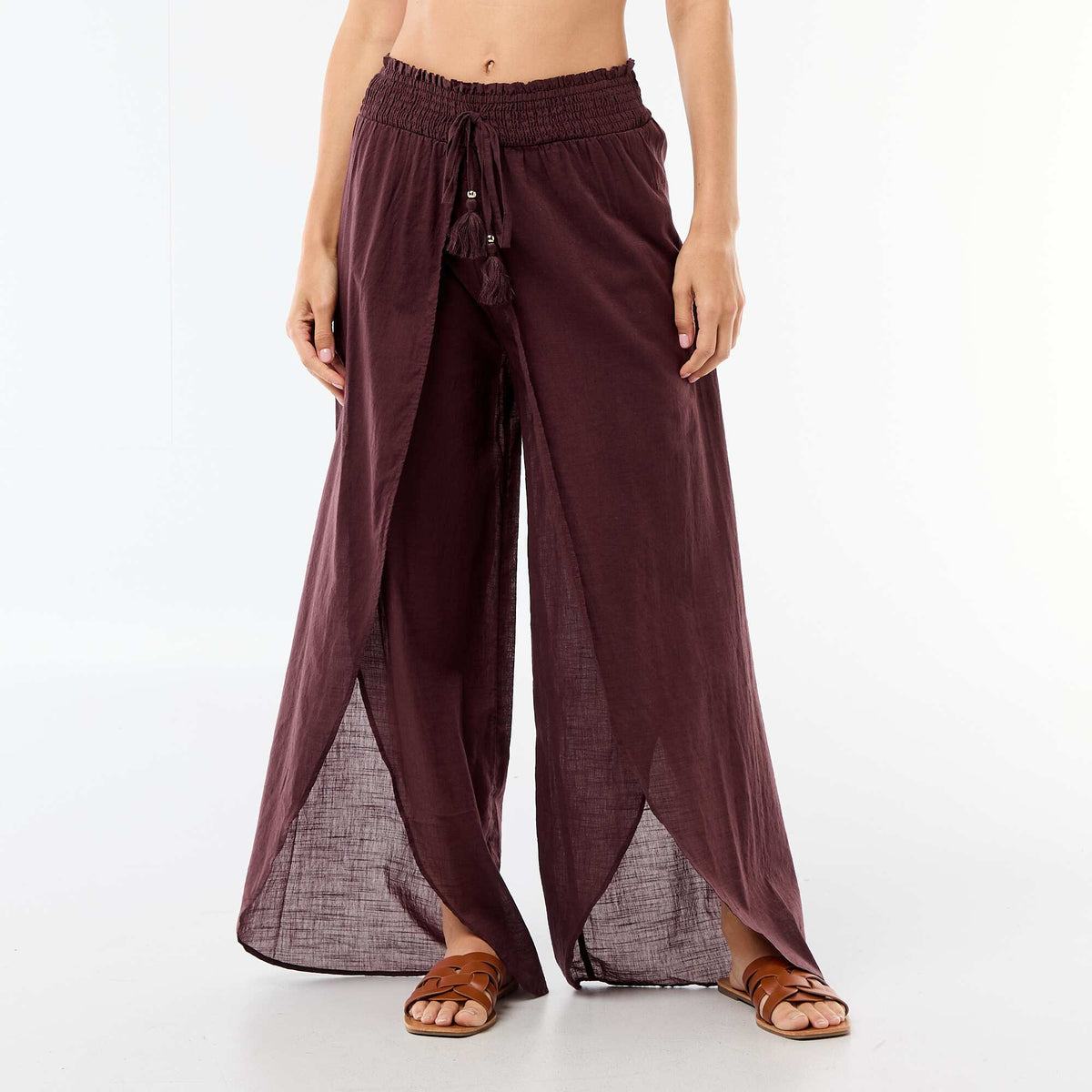 Pantalón de playa en viscosa estampada PURPURA