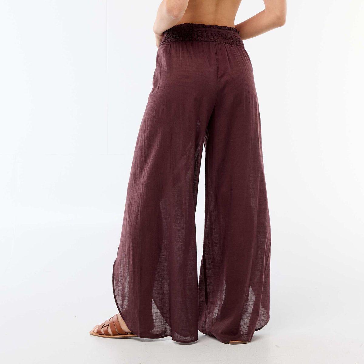 Pantalón de playa en viscosa estampada PURPURA