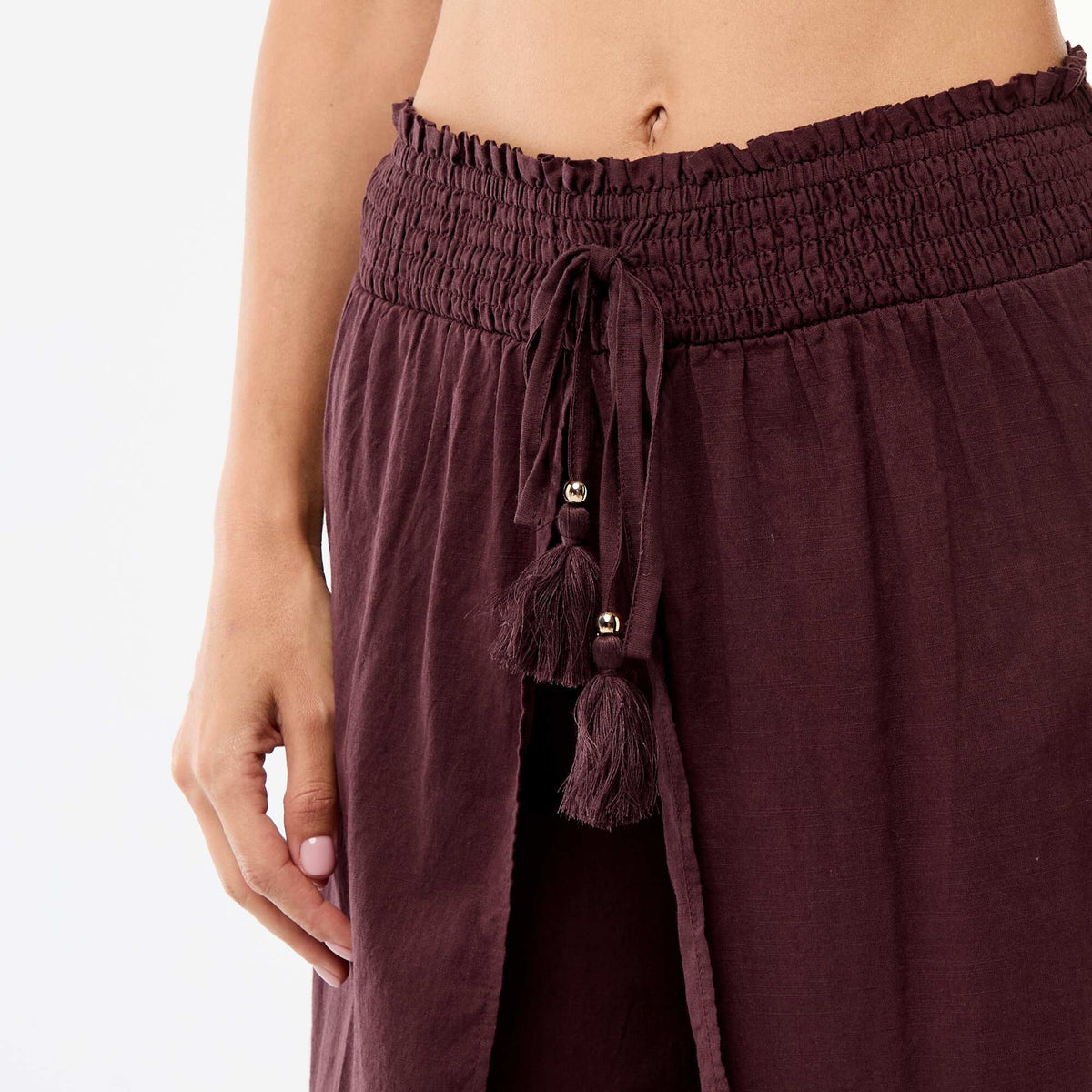 Pantalón de playa en viscosa estampada PURPURA