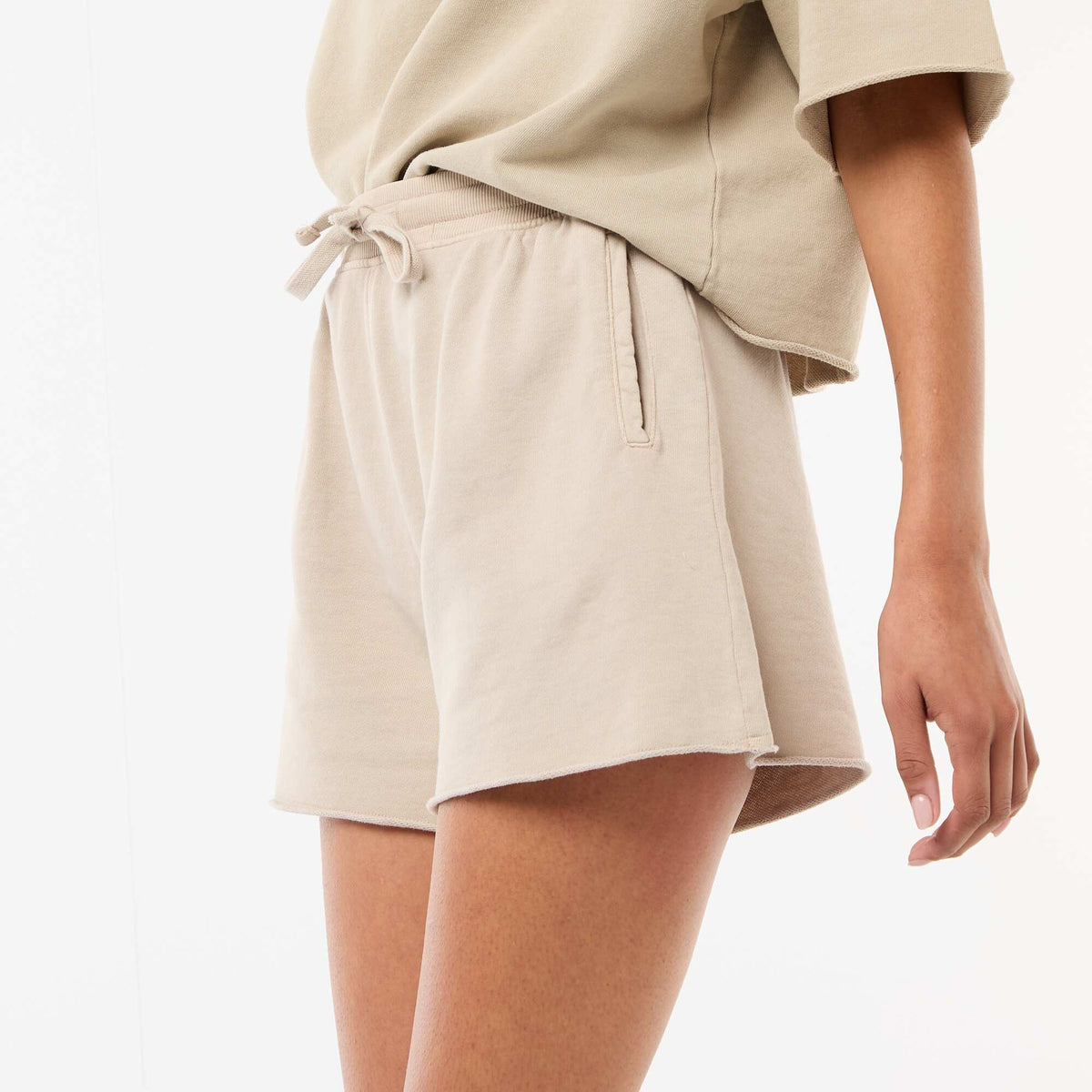Pantalón corto de felpa liso BEIGE