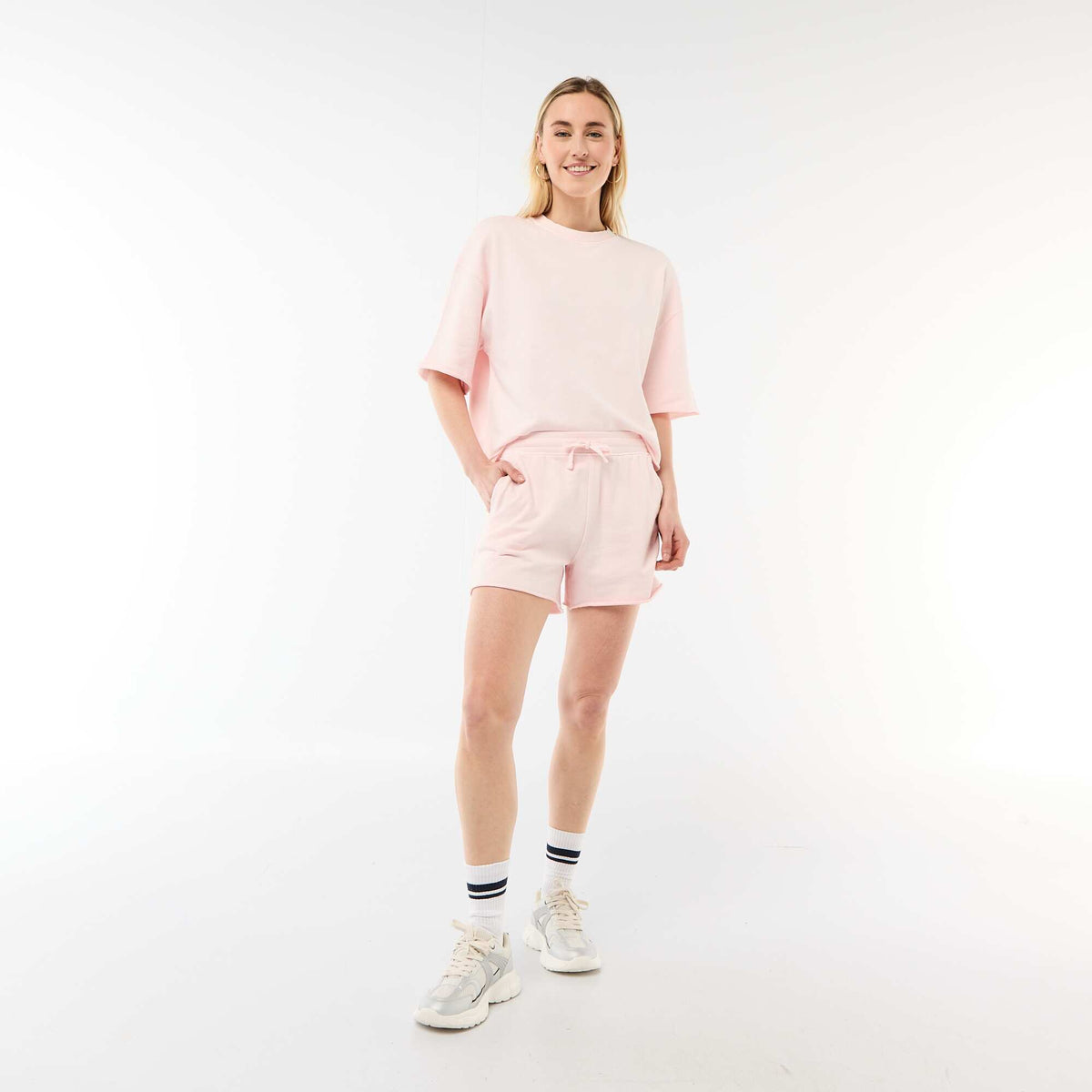 Pantalón corto de felpa liso ROSA