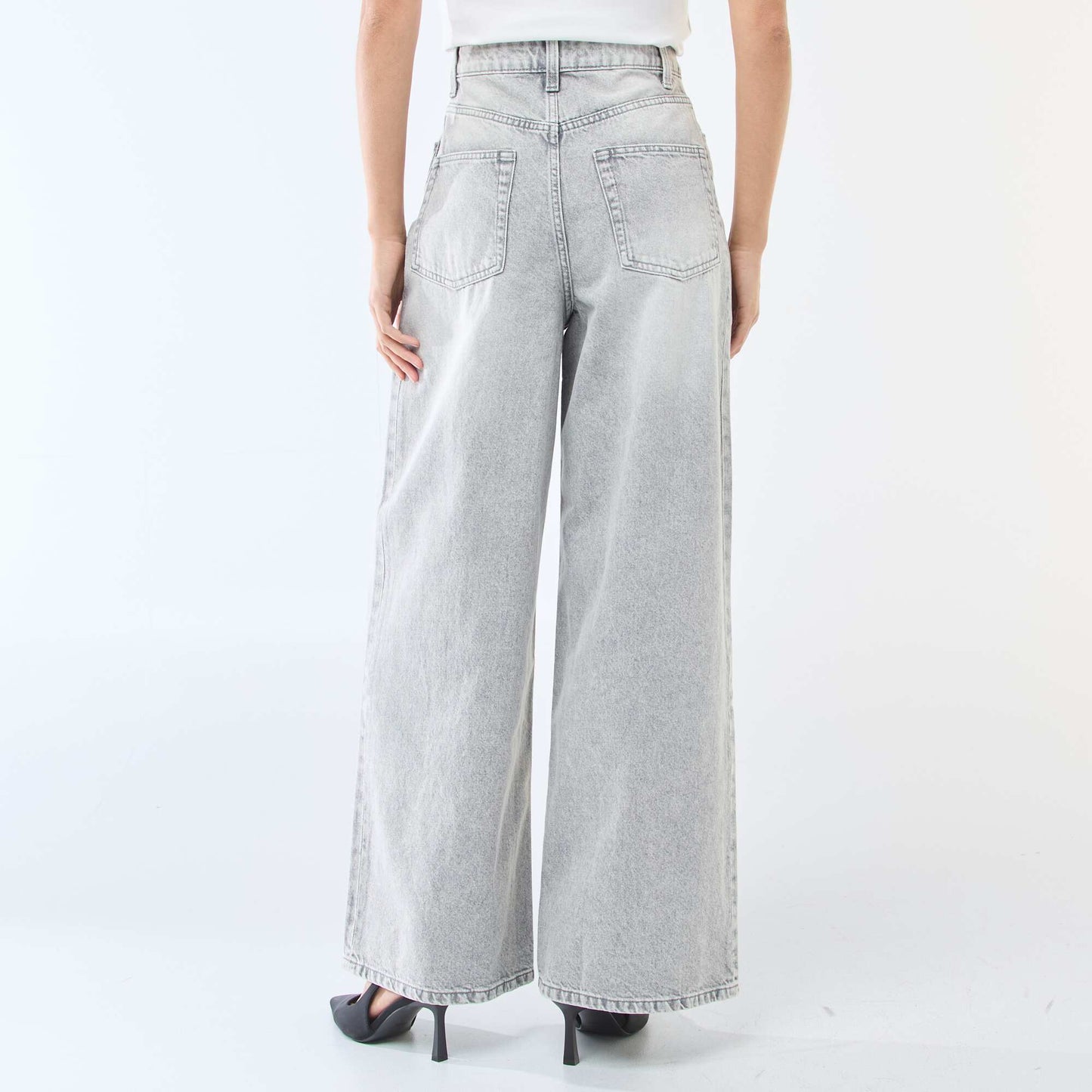 Jean wide leg de tiro alto GRIS