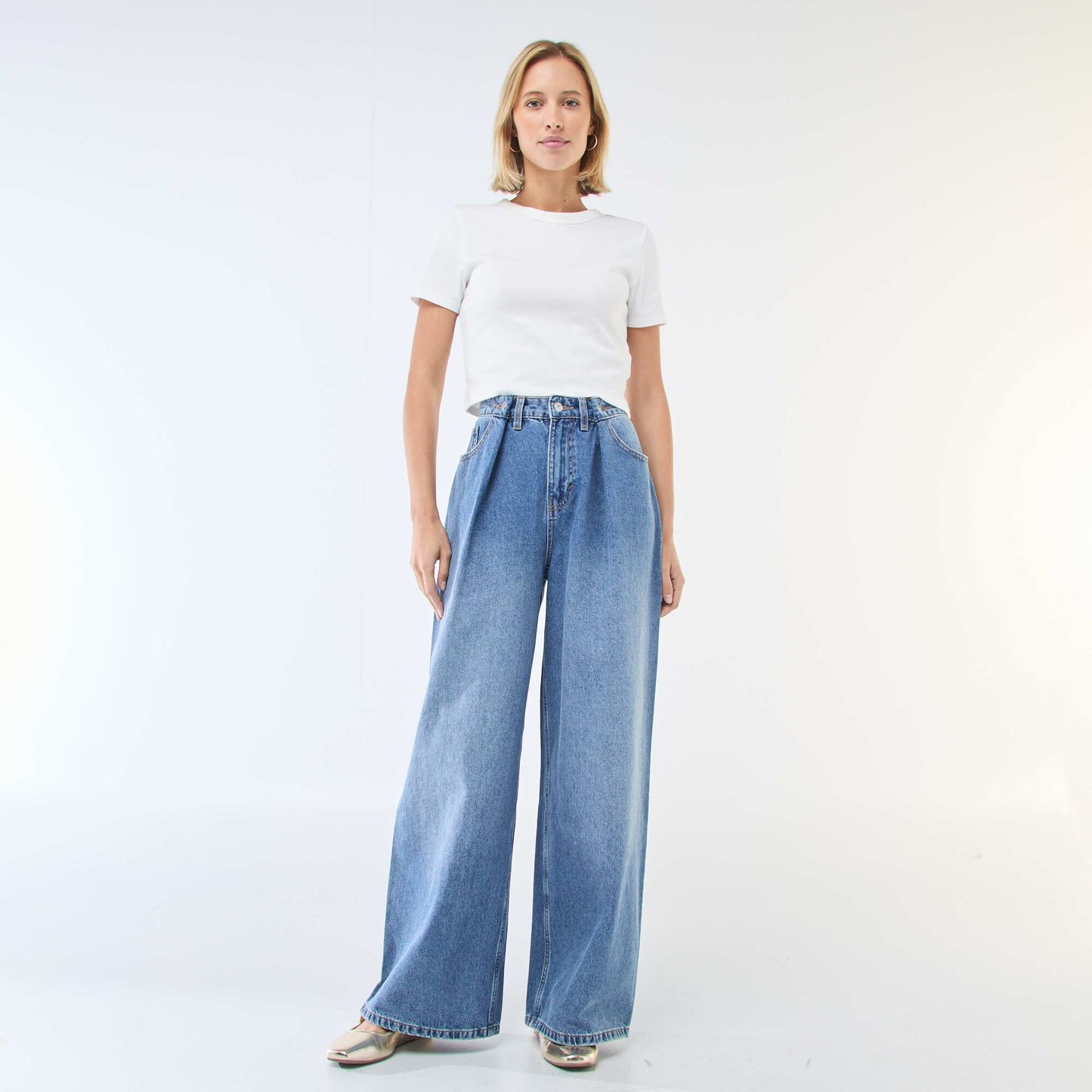 Jean wide leg de tiro alto AZUL