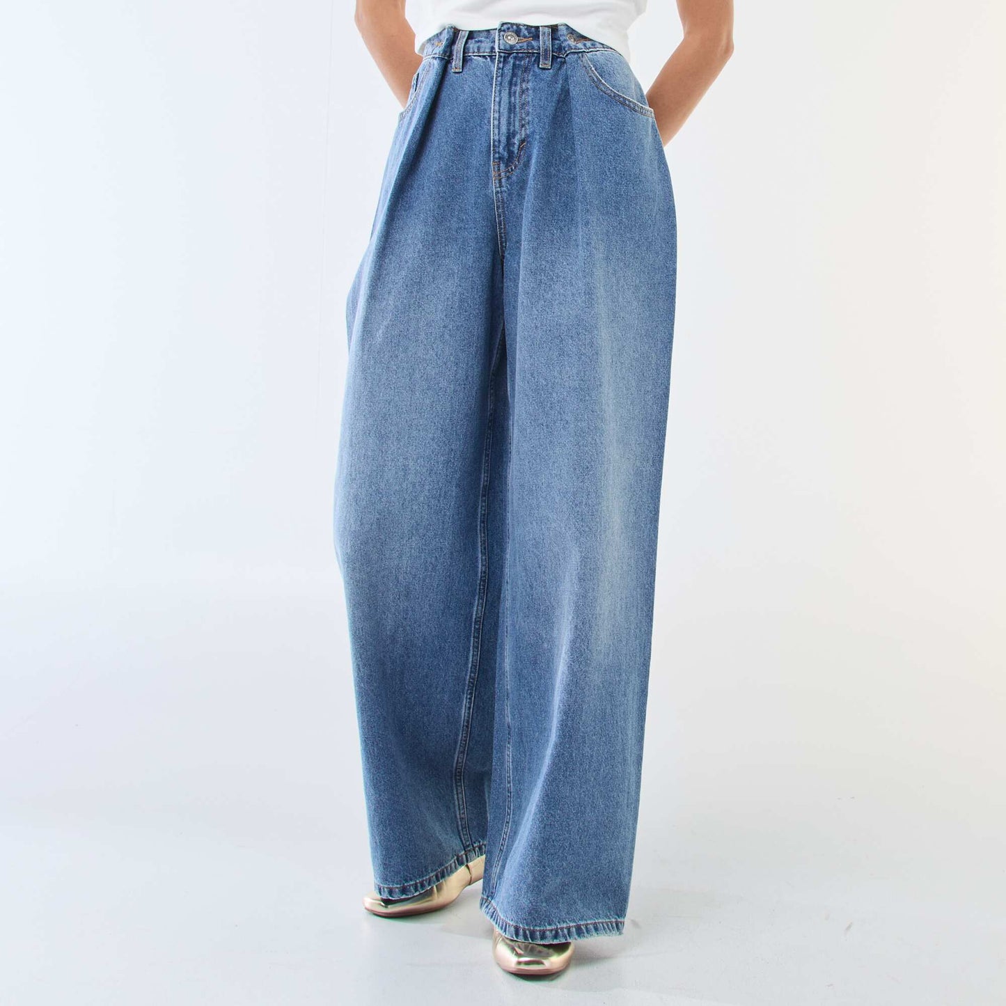 Jean wide leg de tiro alto AZUL