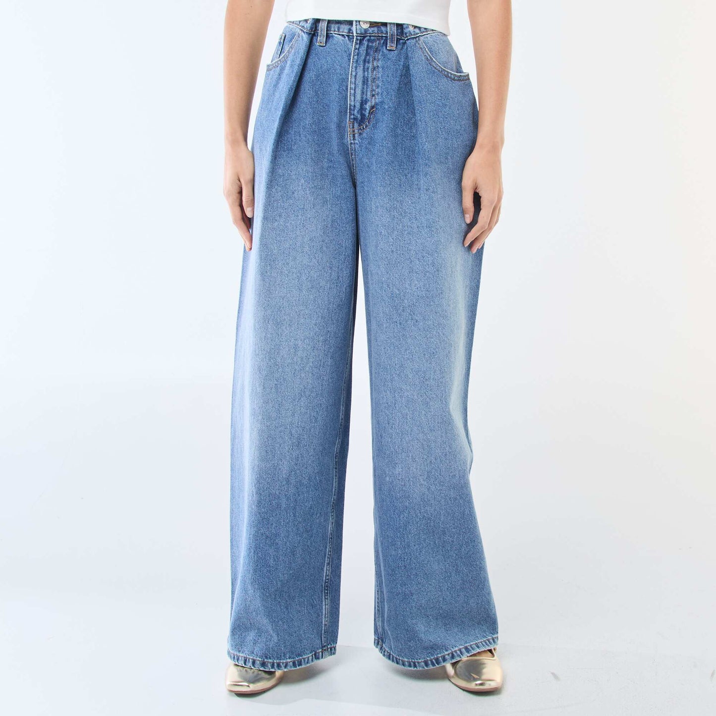 Jean wide leg de tiro alto AZUL