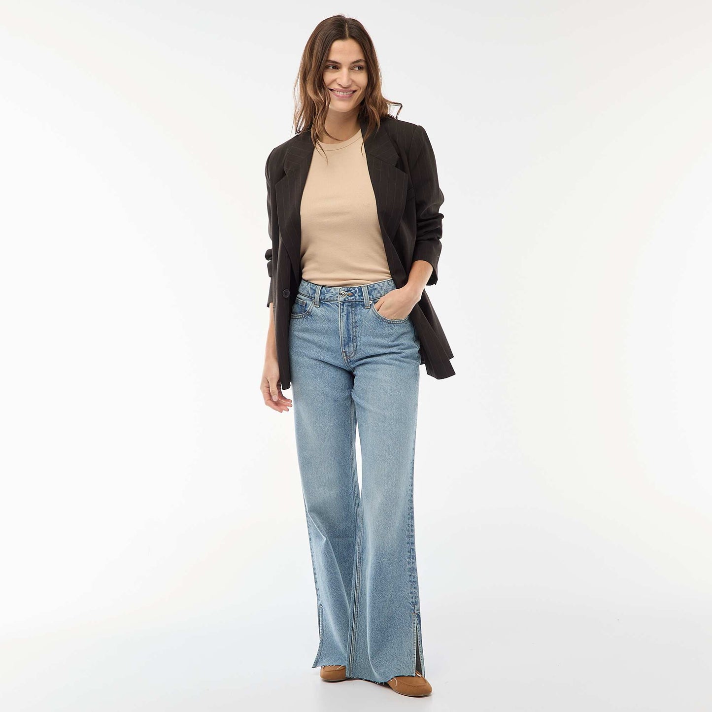 Jean de tiro alto corte flare/bootcut AZUL