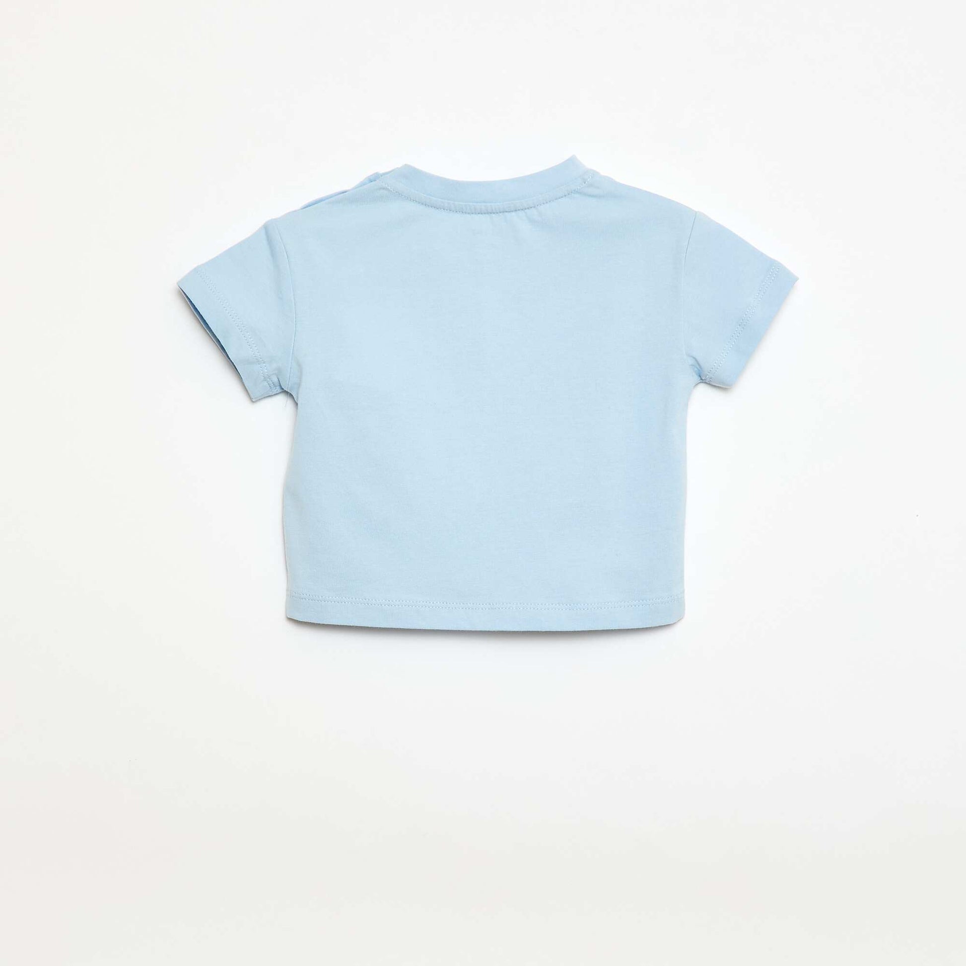 Camiseta de punto de manga corta con lazos decorativos AZUL