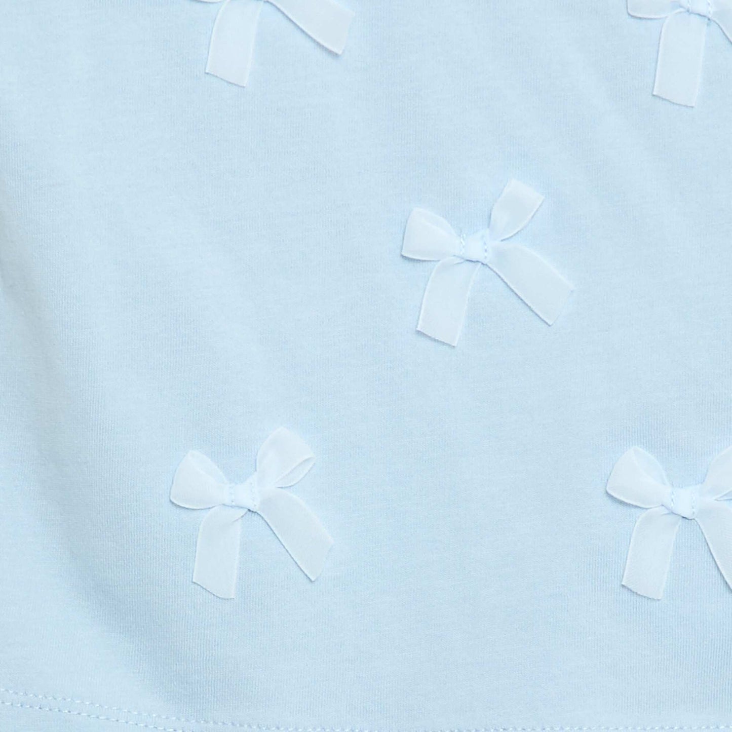 Camiseta de punto de manga corta con lazos decorativos AZUL