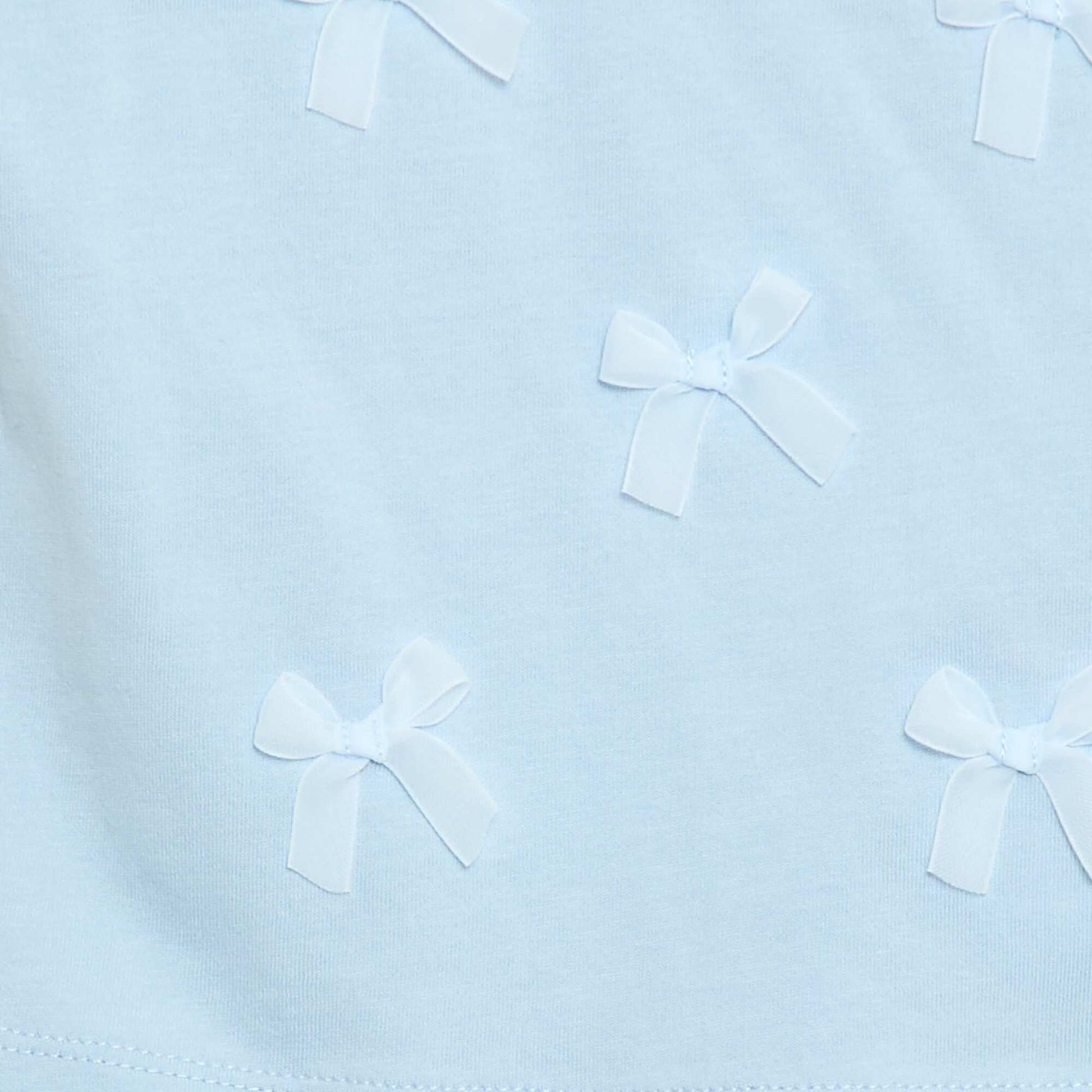 Camiseta de punto de manga corta con lazos decorativos AZUL