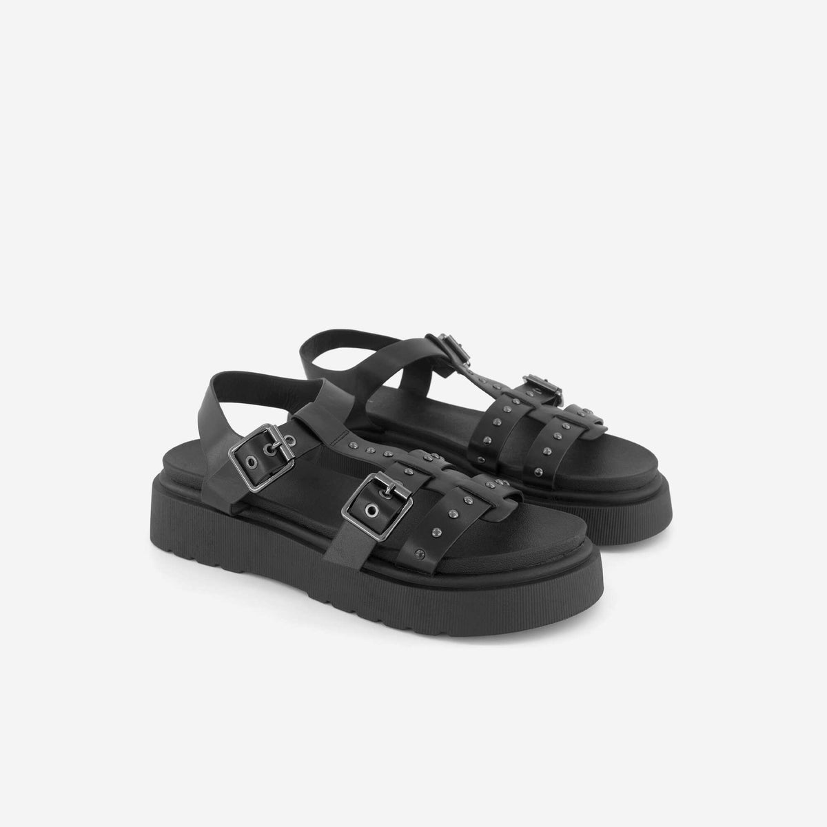 Sandalias con suela de plataforma NEGRO