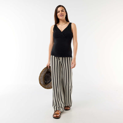 Pantalón de maternidad de punto a rayas BEIGE