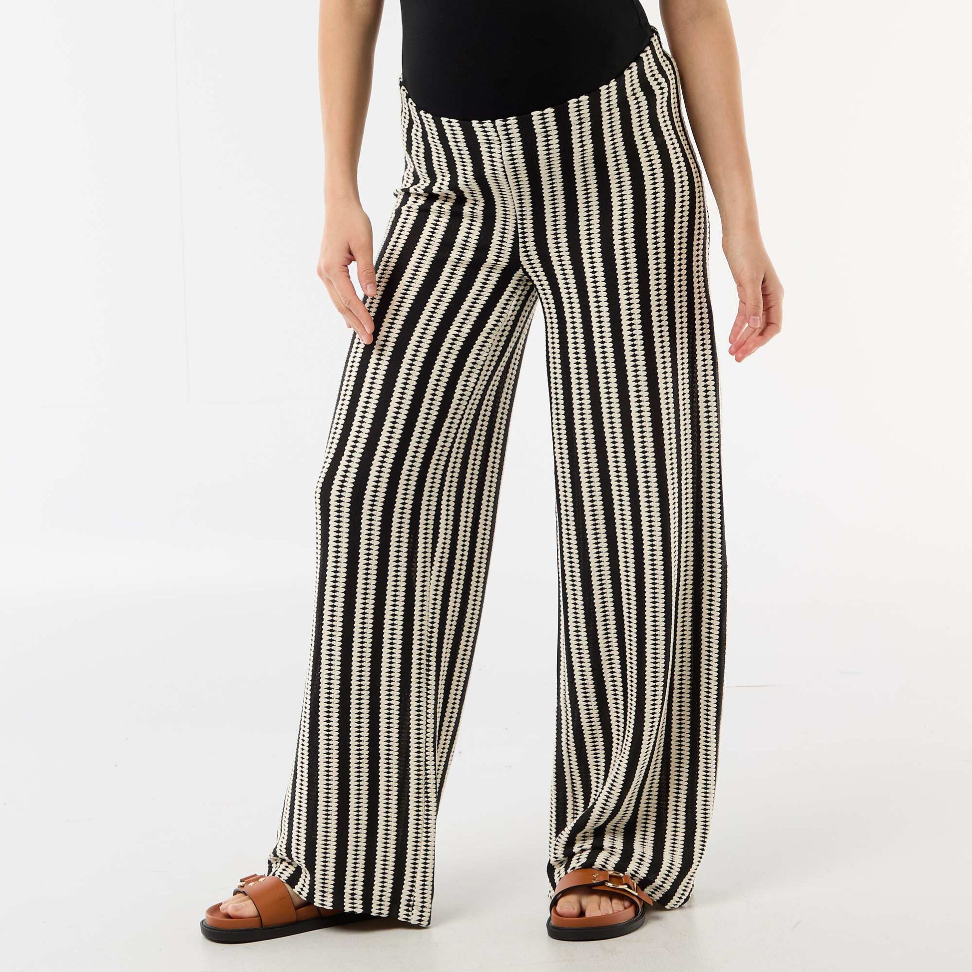 Pantalón de maternidad de punto a rayas BEIGE