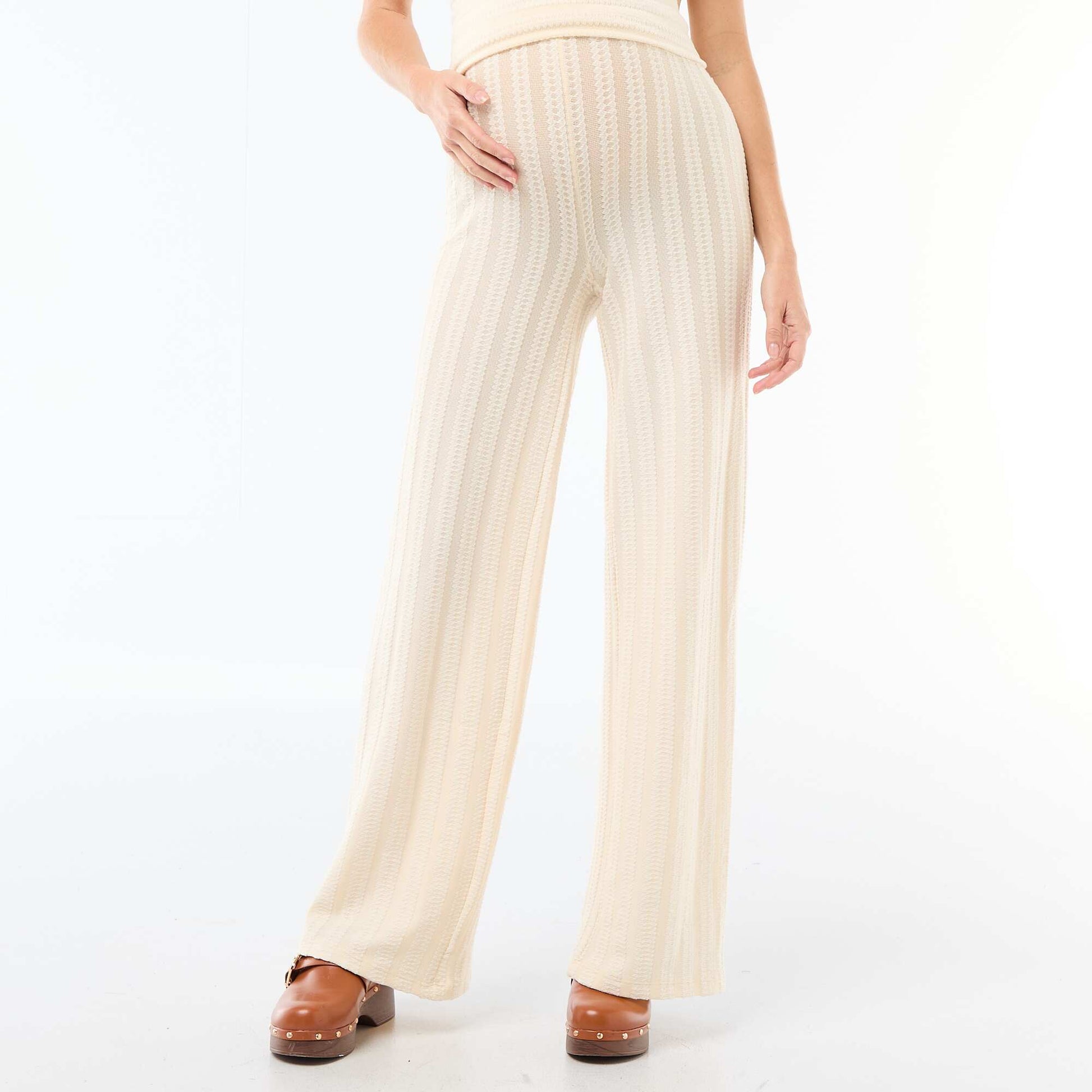 Pantalón de maternidad de punto a rayas BLANCO