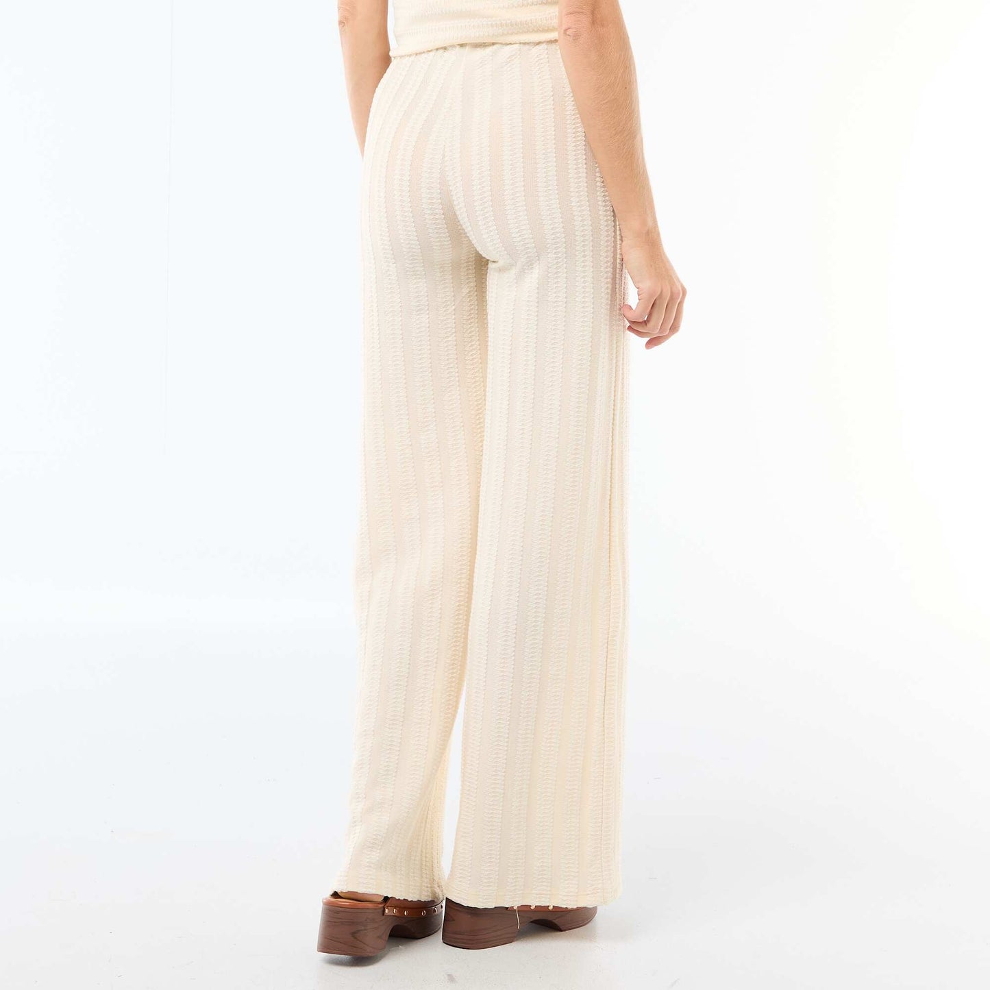 Pantalón de maternidad de punto a rayas BLANCO