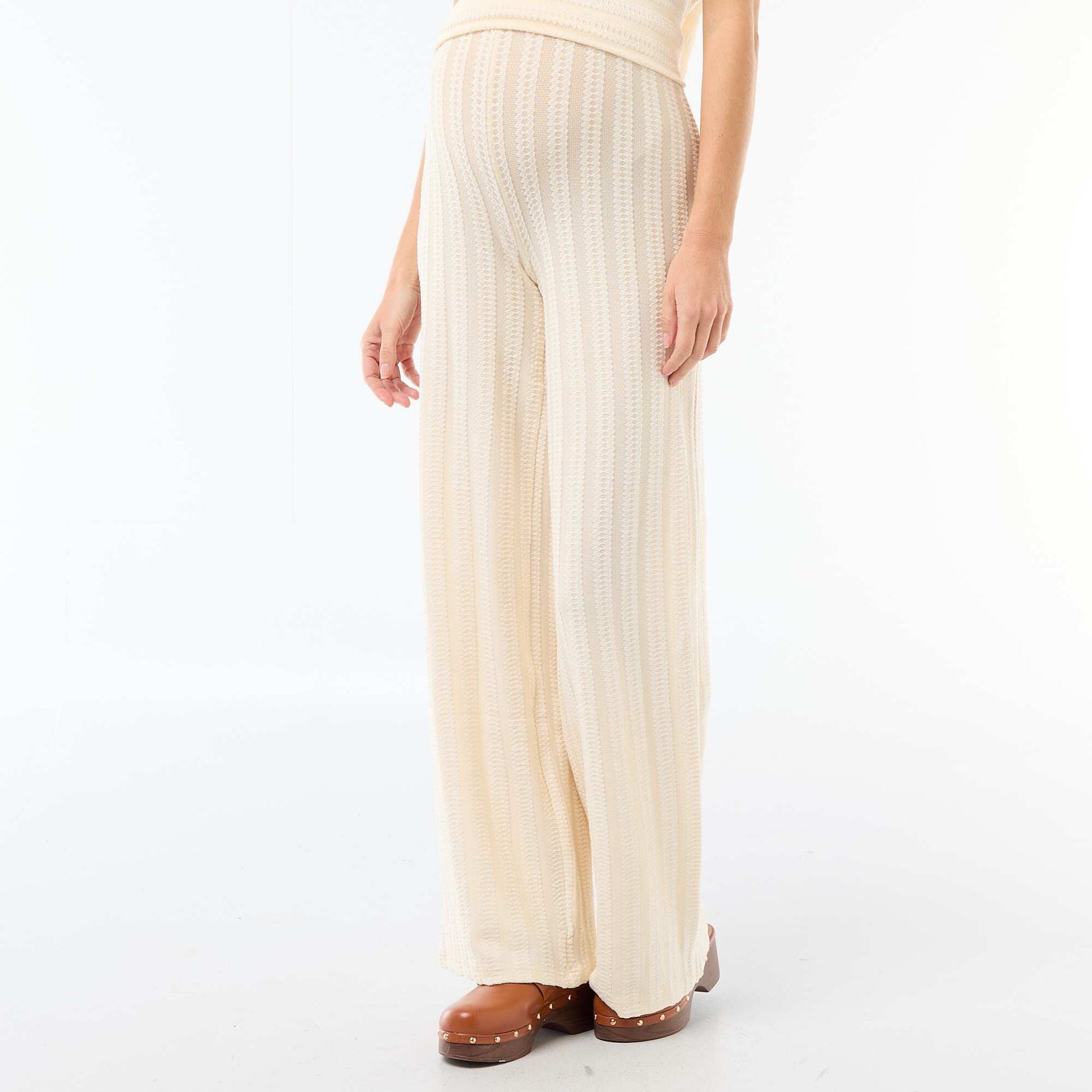Pantalón de maternidad de punto a rayas BLANCO
