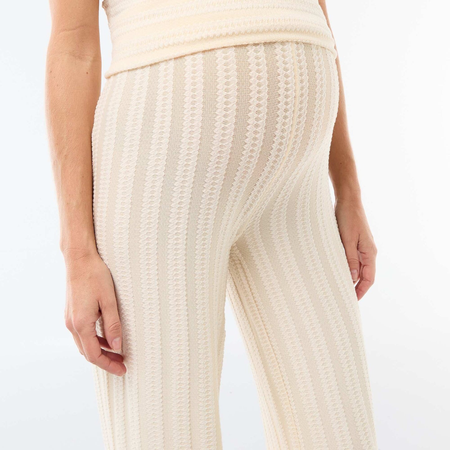 Pantalón de maternidad de punto a rayas BLANCO