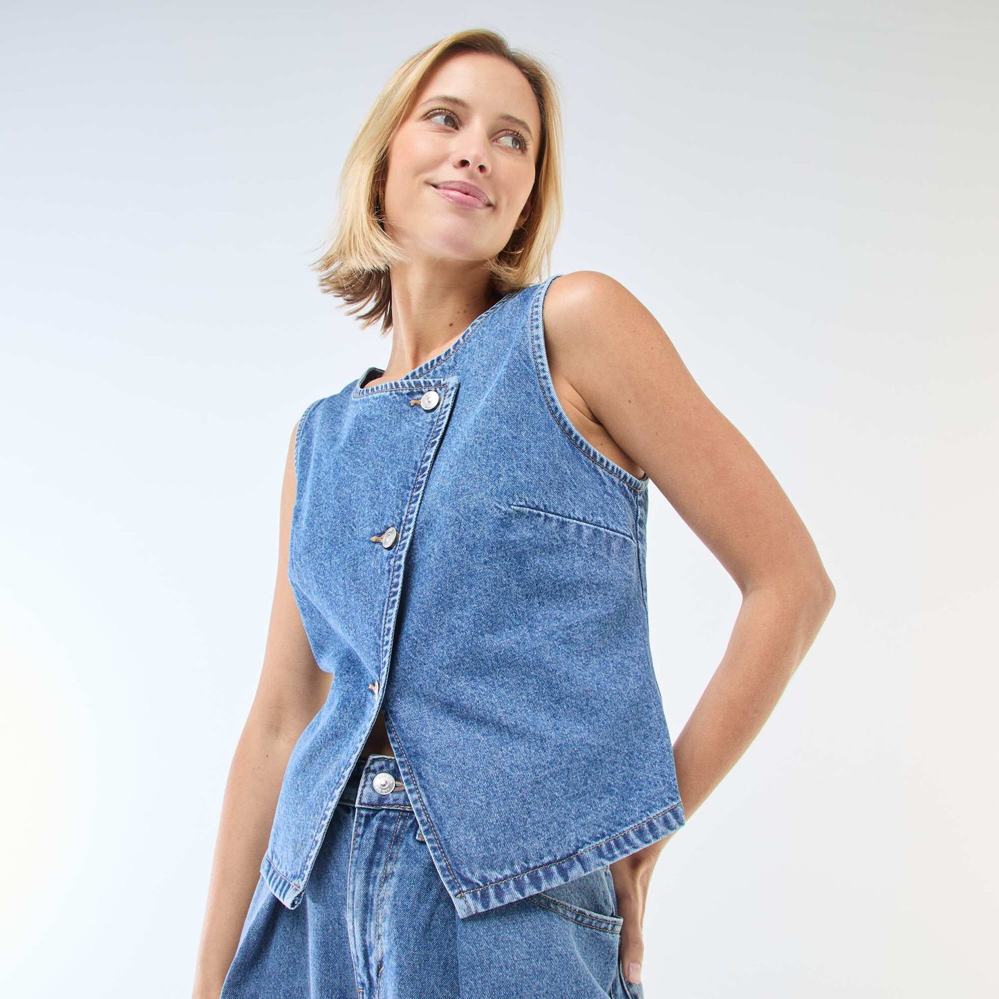 Chaleco sin mangas jean AZUL