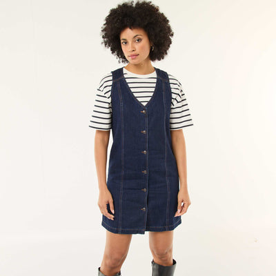 Vestido jean sin mangas de algodón AZUL