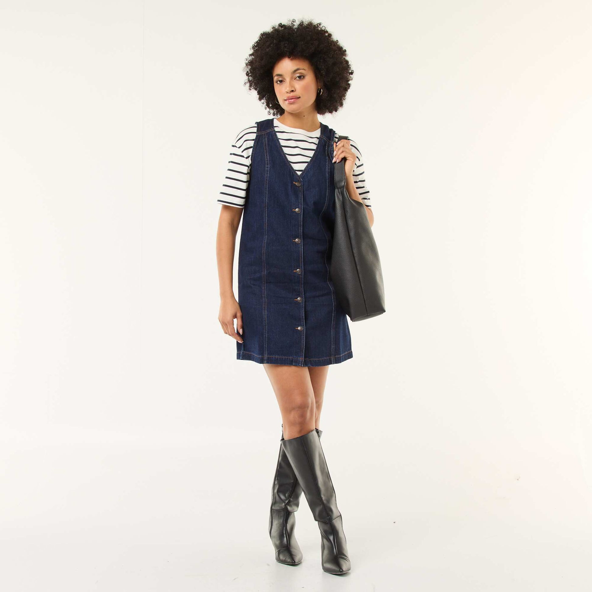 Vestido jean sin mangas de algodón AZUL