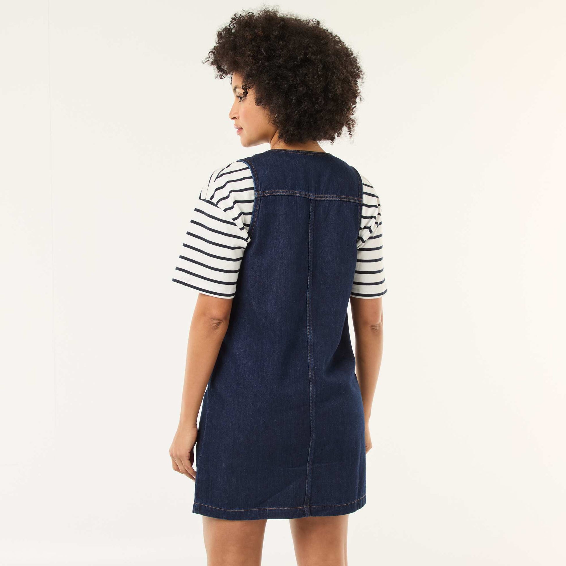 Vestido jean sin mangas de algodón AZUL